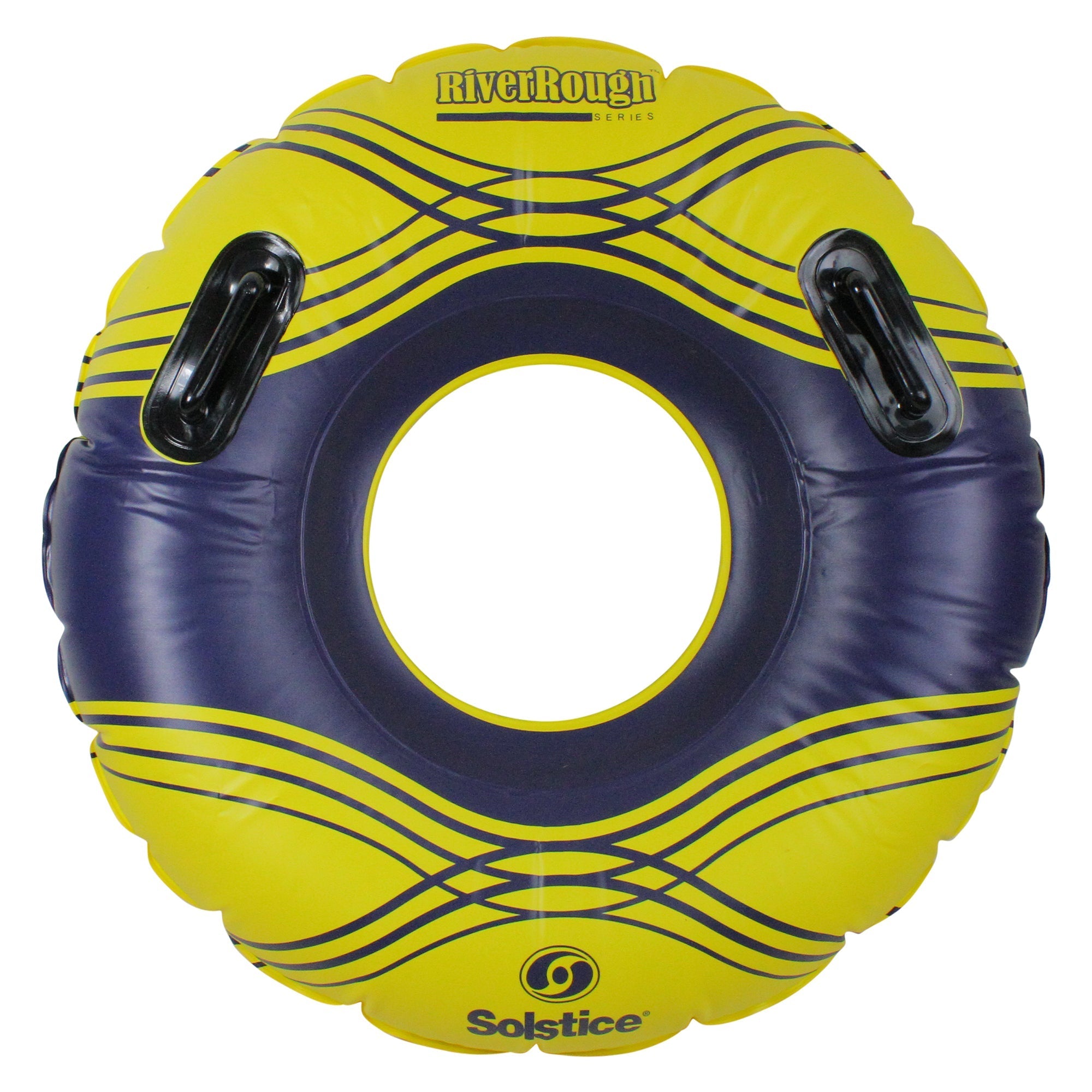  42-Inch Inflatable Yellow and Blue Striped Swimming Pool Ring Inner Tube - Yellow - Bonton