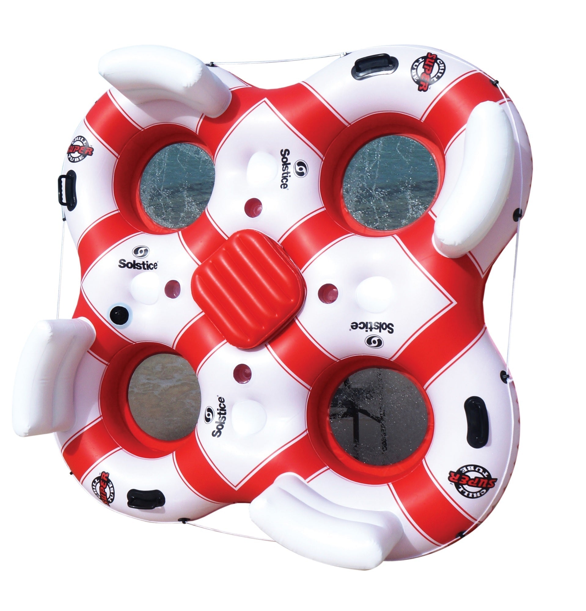  78-Inch White and Red Solstice Super Chill Quarto Swimming Pool Float - White - Bonton