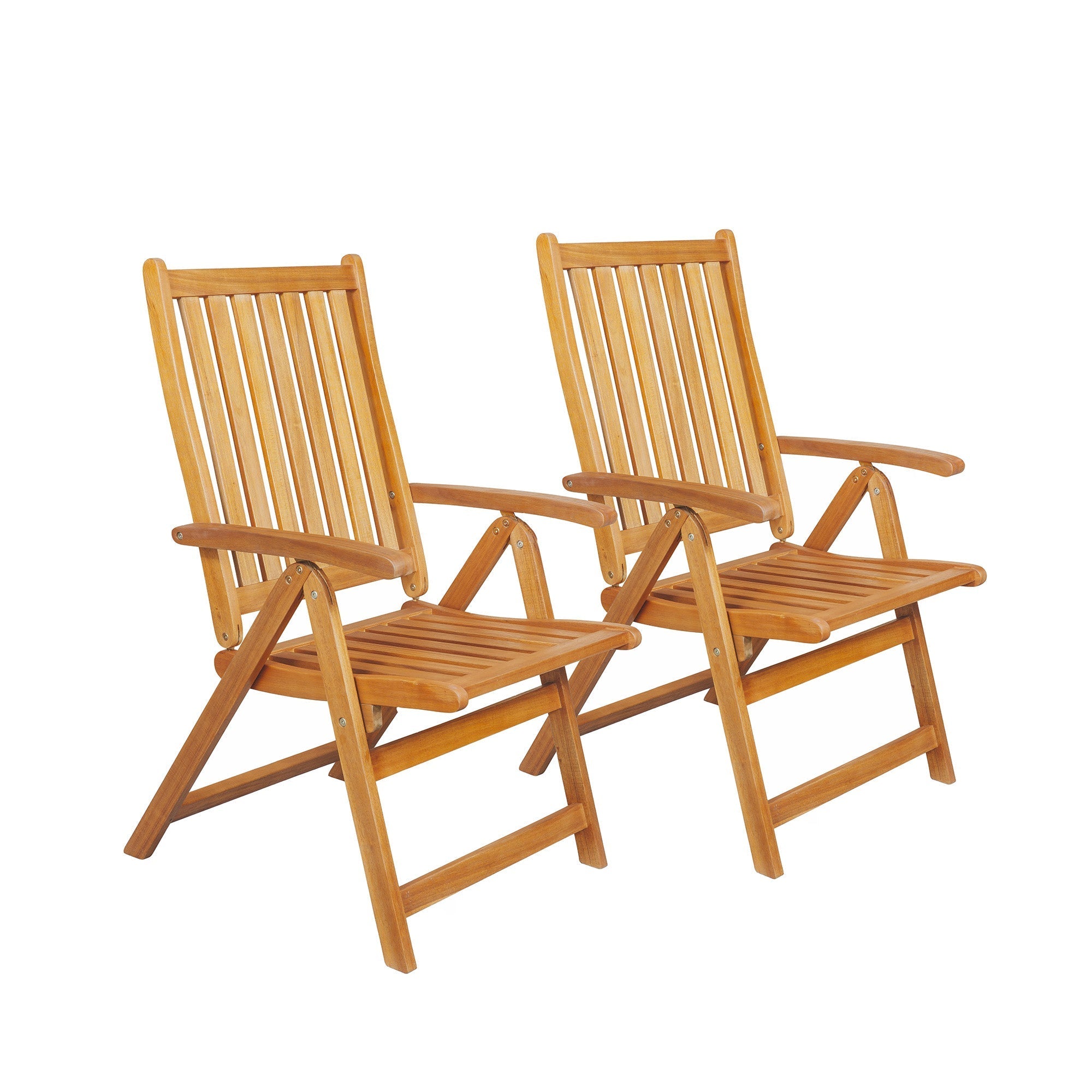  Set of 2 Brown Acacia Folding Chairs Outdoor Patio Furniture 42