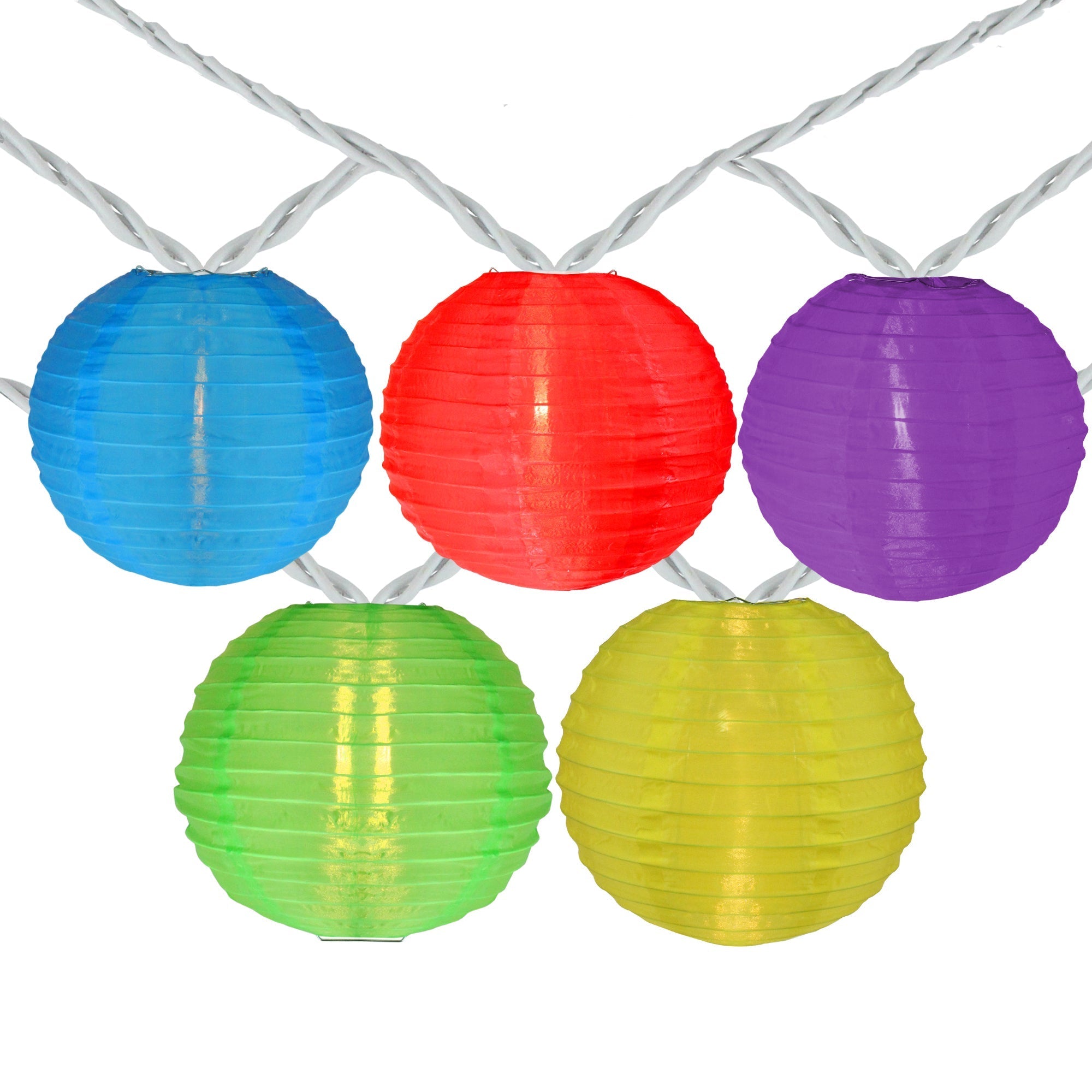  10-Count Multi-Color Round Lantern Patio String Light Set 7.25ft. White Wire - Green - Bonton