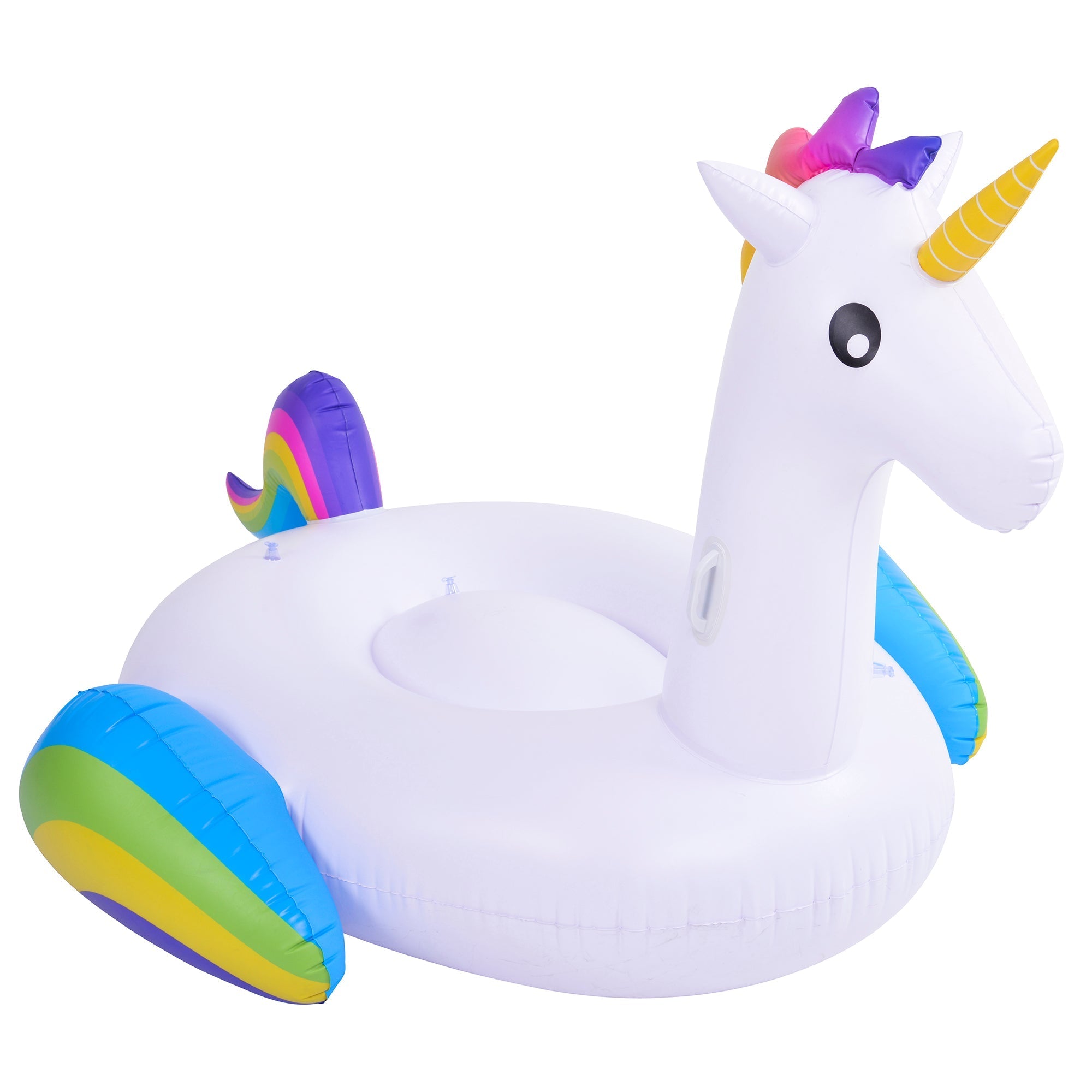  7' Inflatable Rainbow Unicorn Jumbo Pool Float - White - Bonton