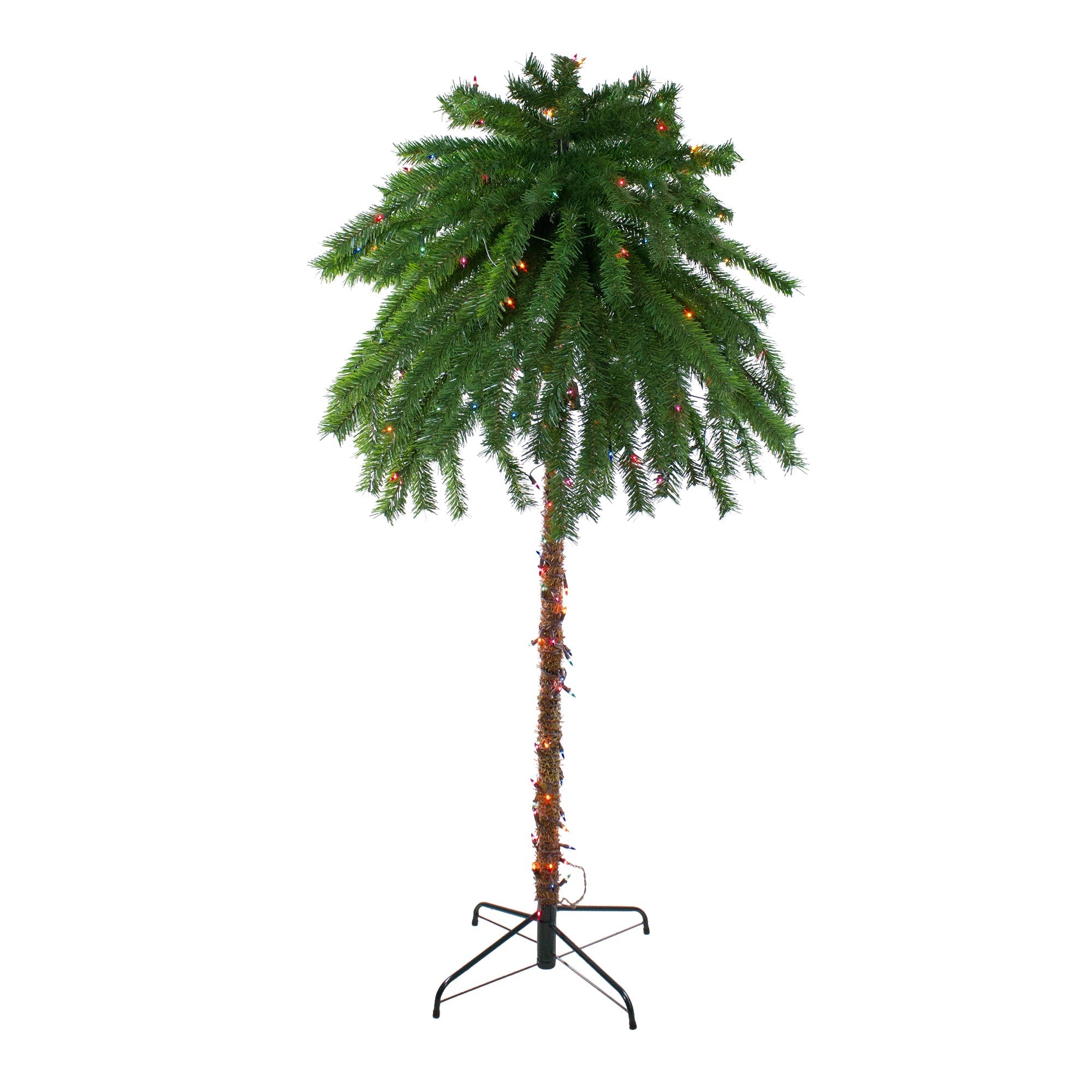  6' Pre-Lit Artificial Tropical Outdoor Patio Palm Tree - Multicolor Lights - Green - Bonton