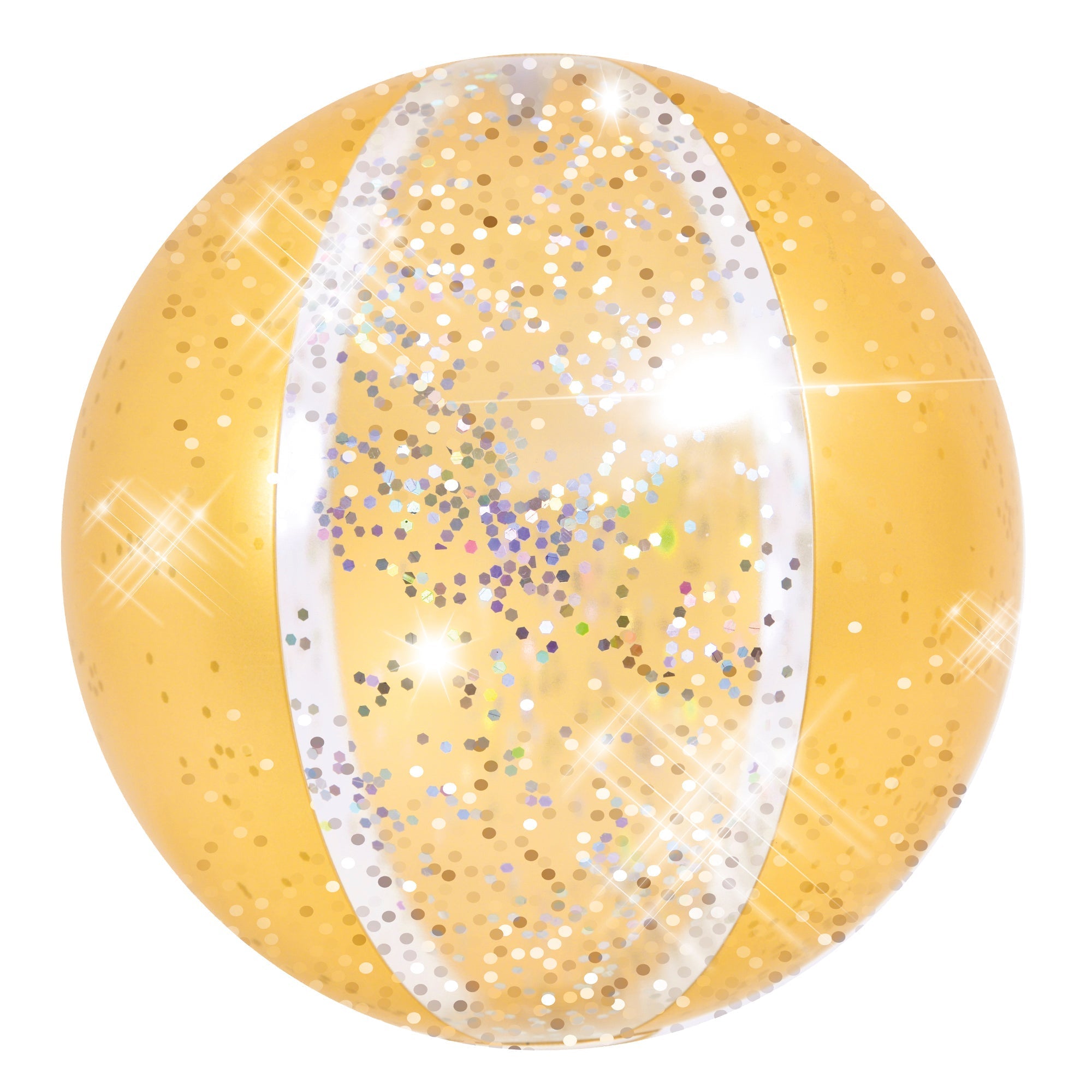  Pool Central Glitter Inflatable Beach Ball - Yellow - Bonton