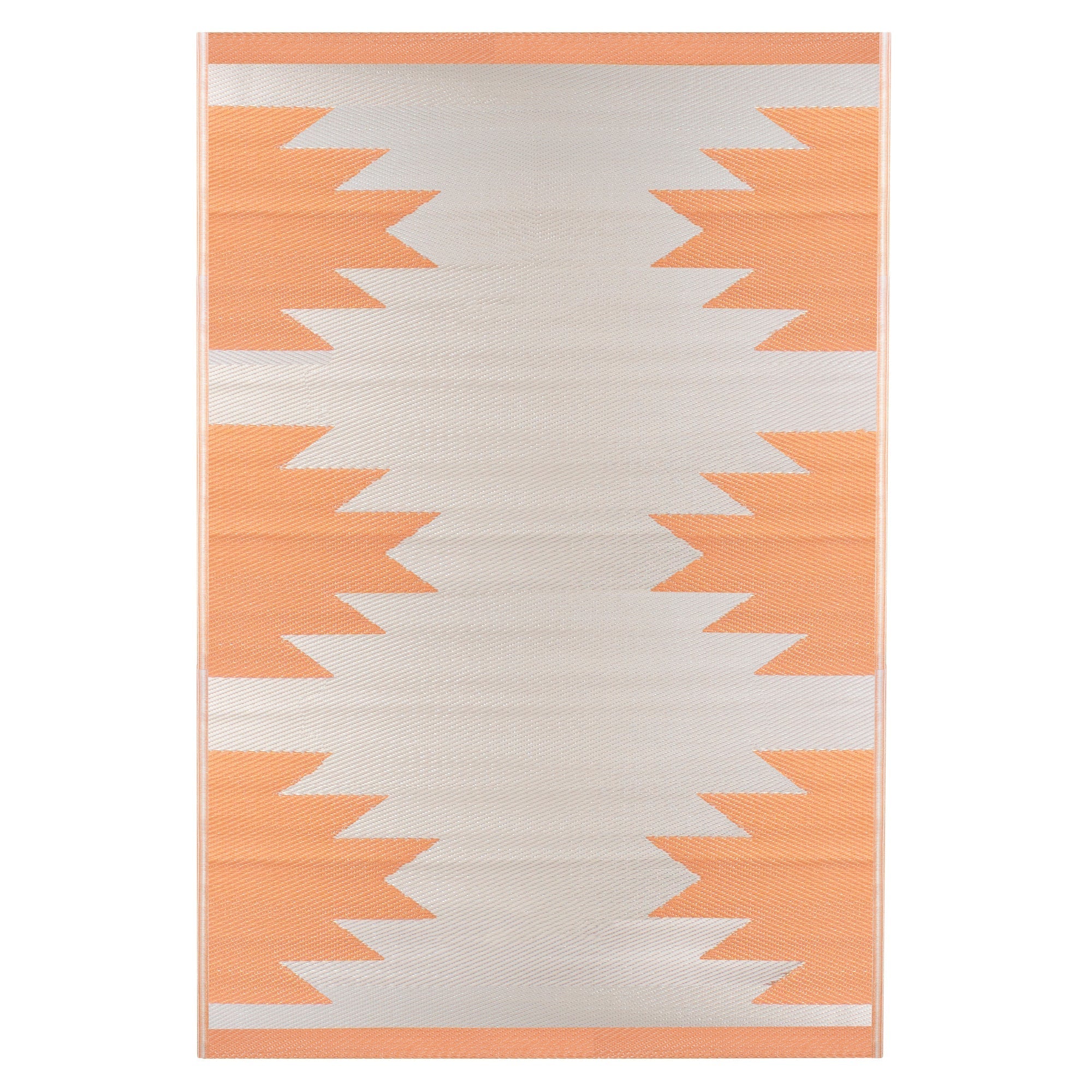  Aztec Print Rectangular Outdoor Area Rug - Orange - Bonton