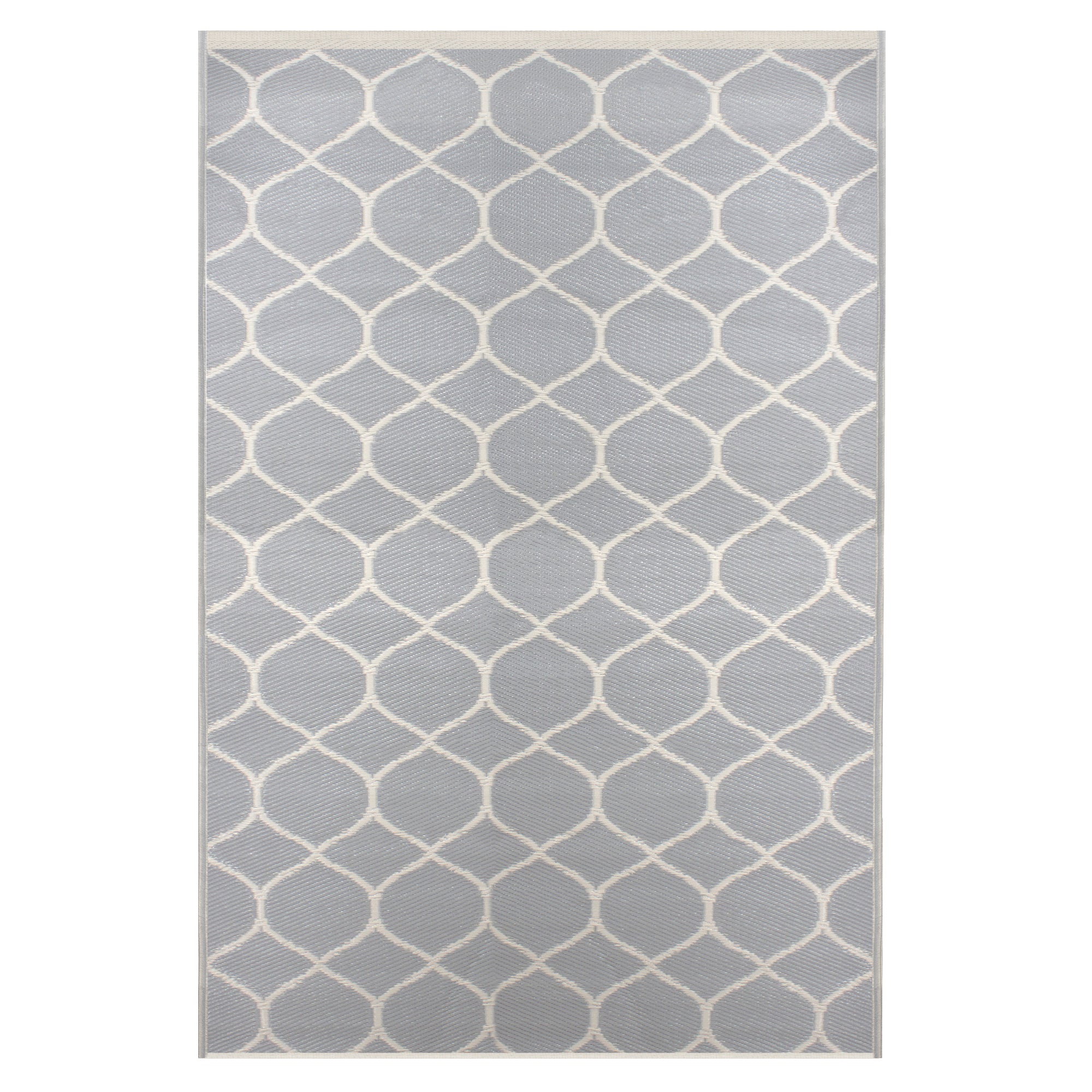  4' x 6' Gray and Beige Honeycomb Pattern Rectangular Outdoor Area Rug - Gray - Bonton