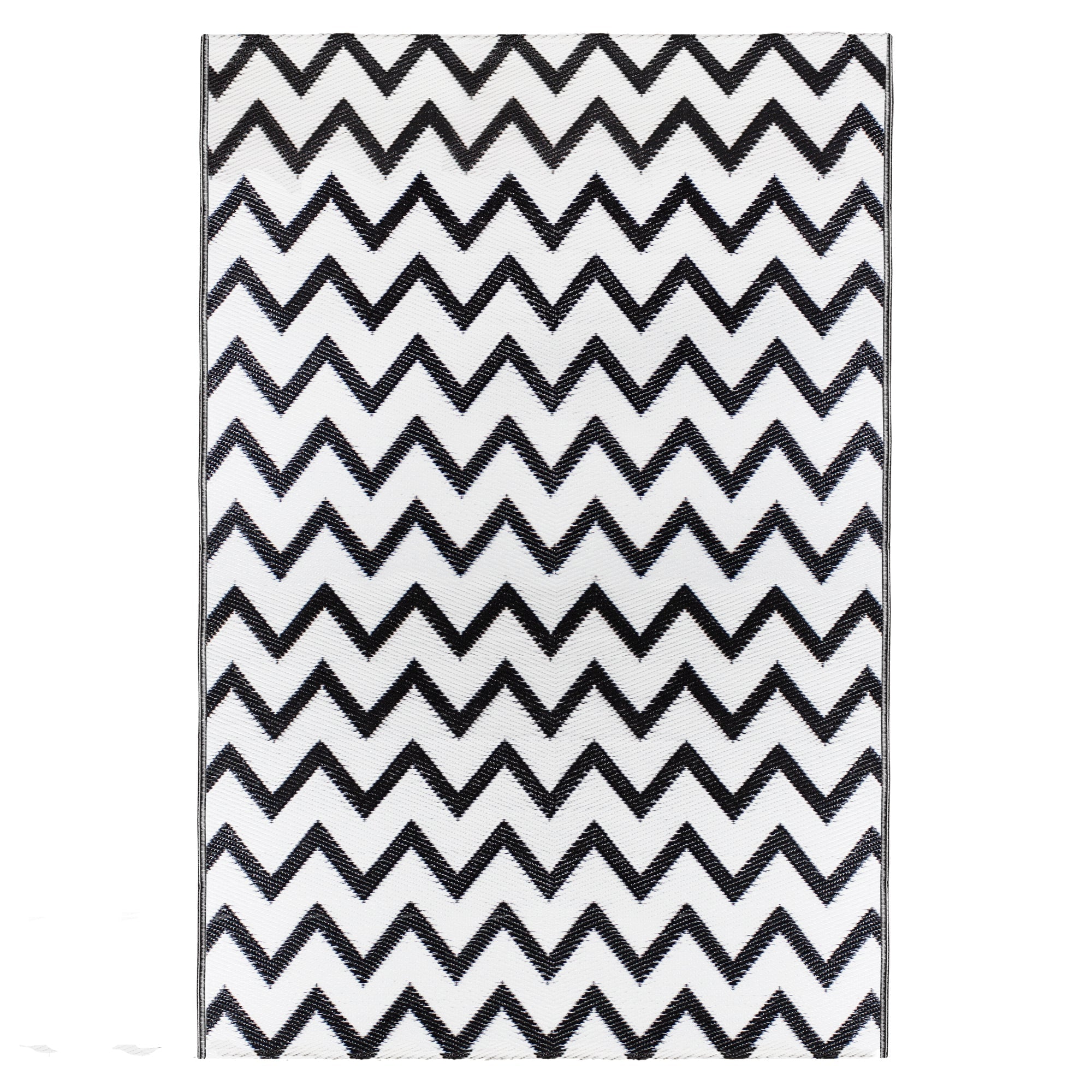  Chevron Rectangular Outdoor Black & White Rug, 4' x 6' - Black - Bonton