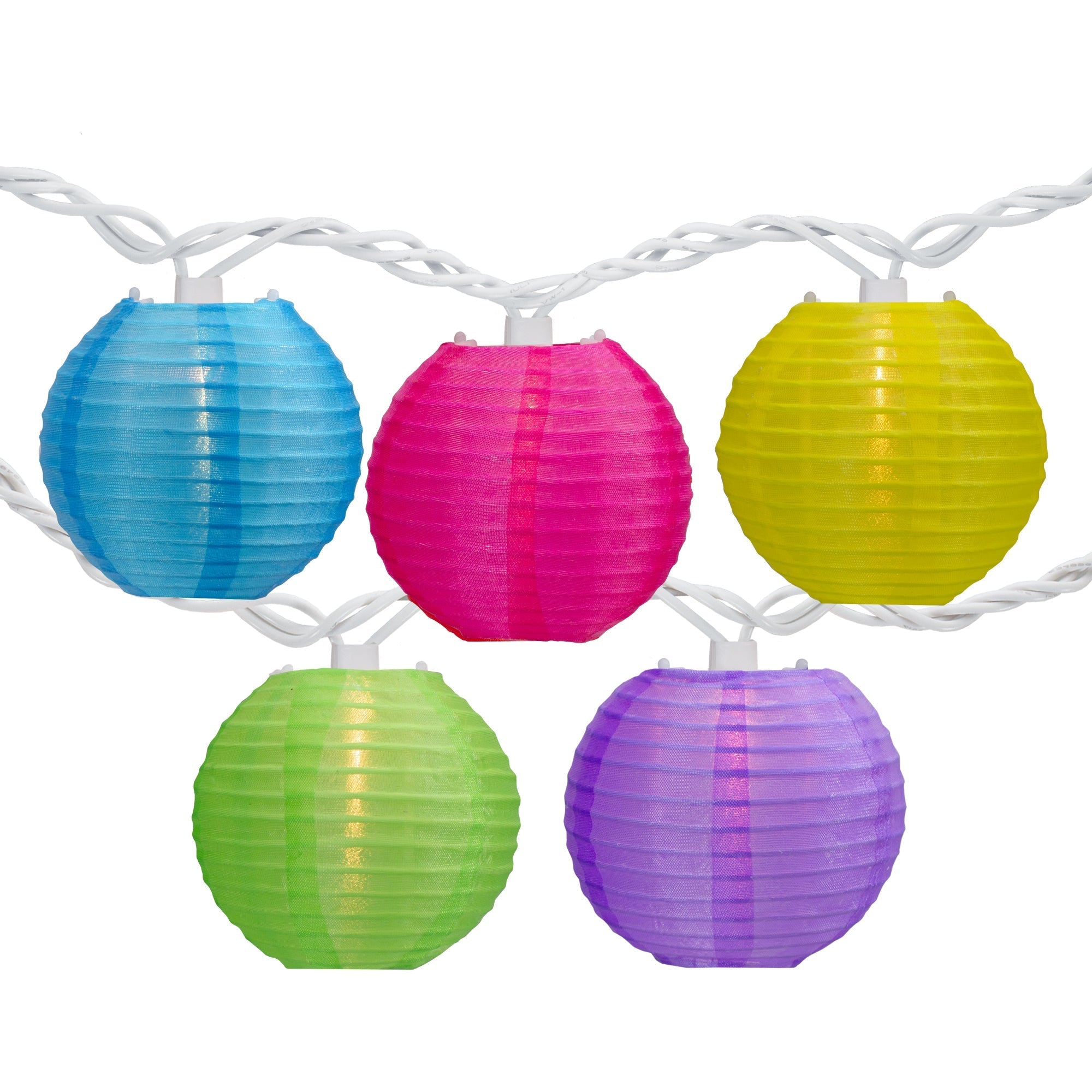  10-Count Multi-Color Summer Paper Lantern Patio Lights 8.5ft White Wire - Pink - Bonton