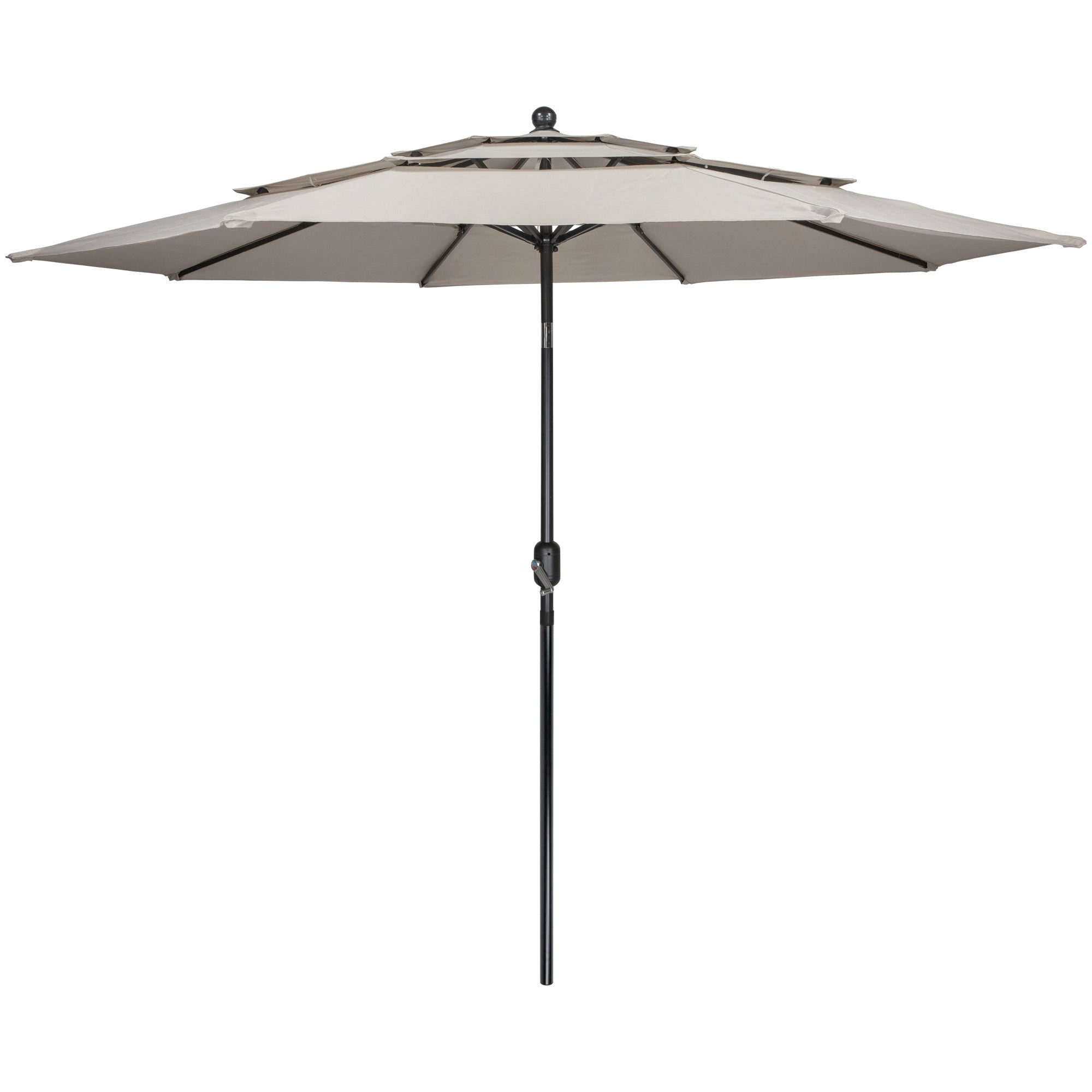  9.75ft Outdoor Patio Market Umbrella with Hand Crank and Tilt Beige - Beige - Bonton