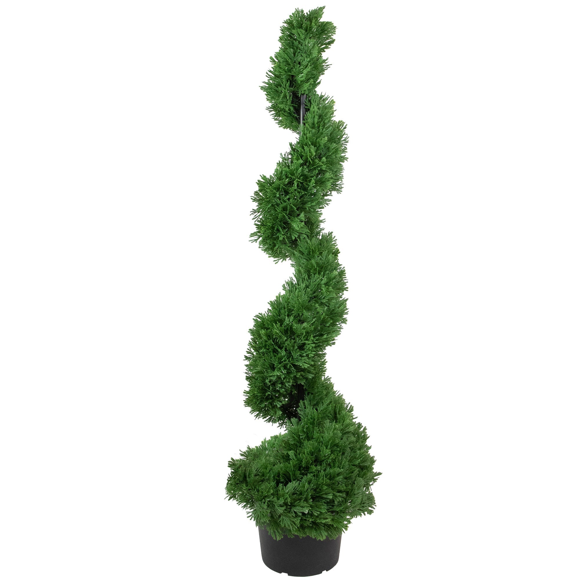  NorthLight 4' Artificial Cedar Spiral Topiary Tree in Black Pot Unlit - Green - Bonton