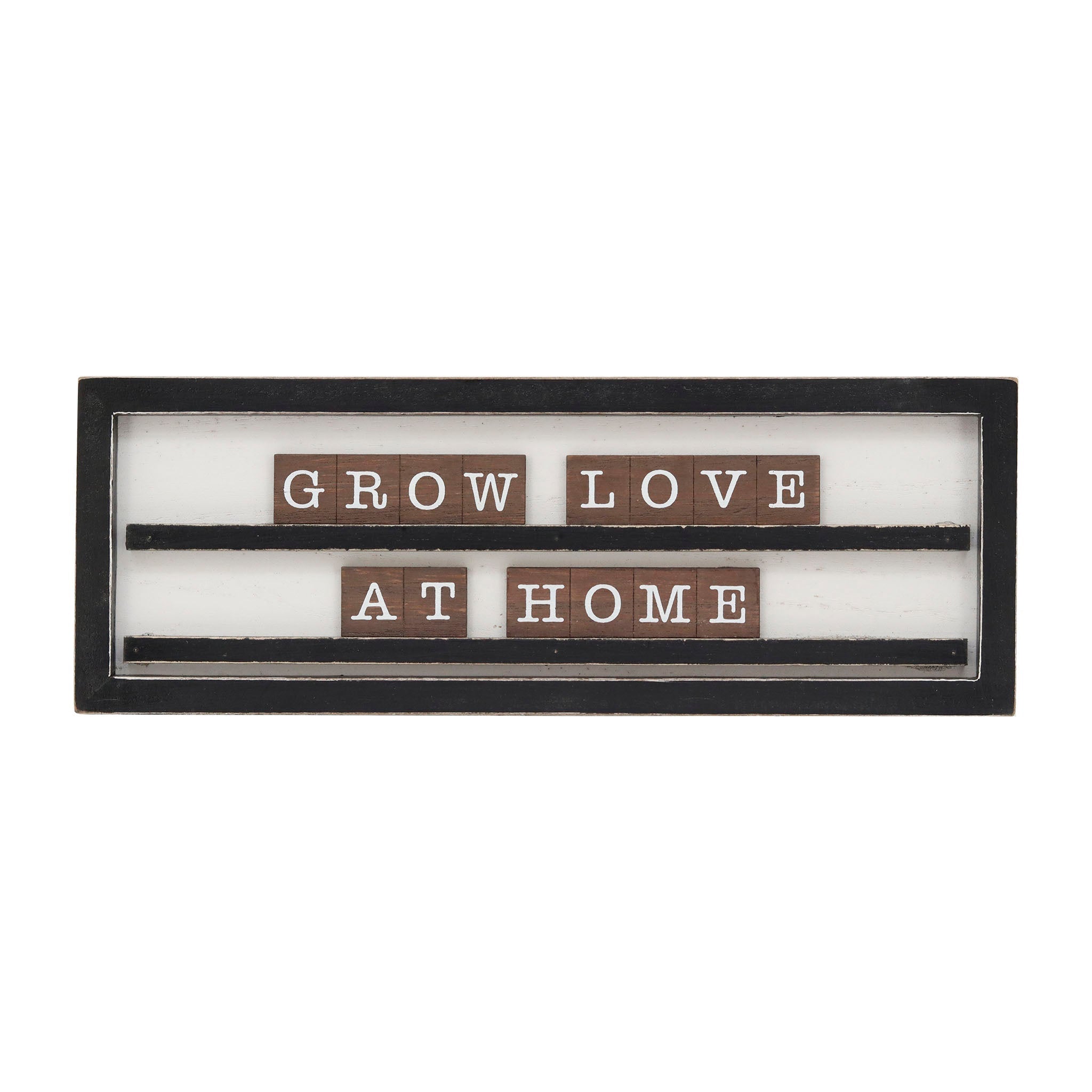  Paris Loft Grow Love At Home Wood Tabletop Sign - Brown - Bonton