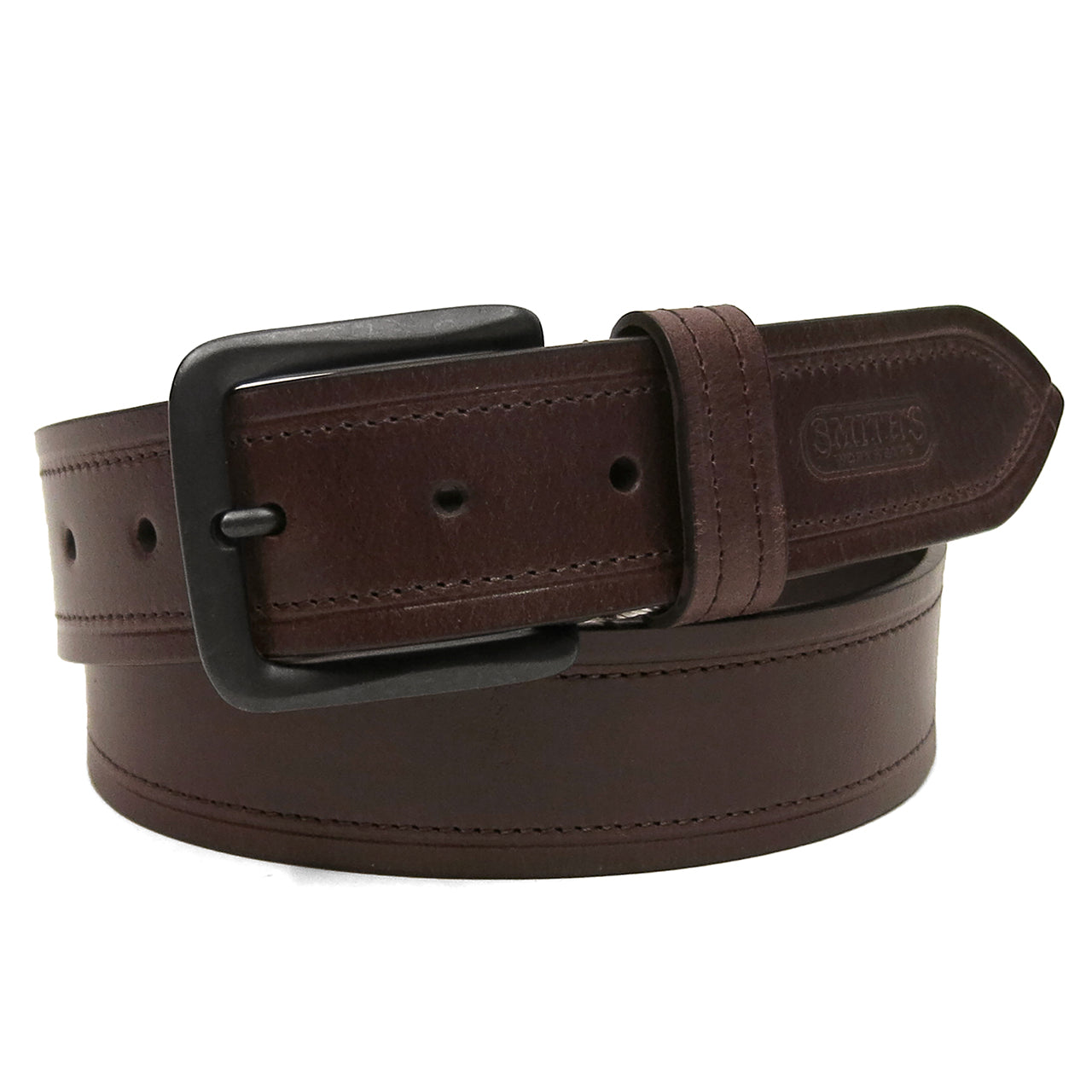  Smith's Workwear Smith's Workwear Handcrafted in USA Genuine Leather Belt with Embossed Line Detail - 200 brown - Bonton