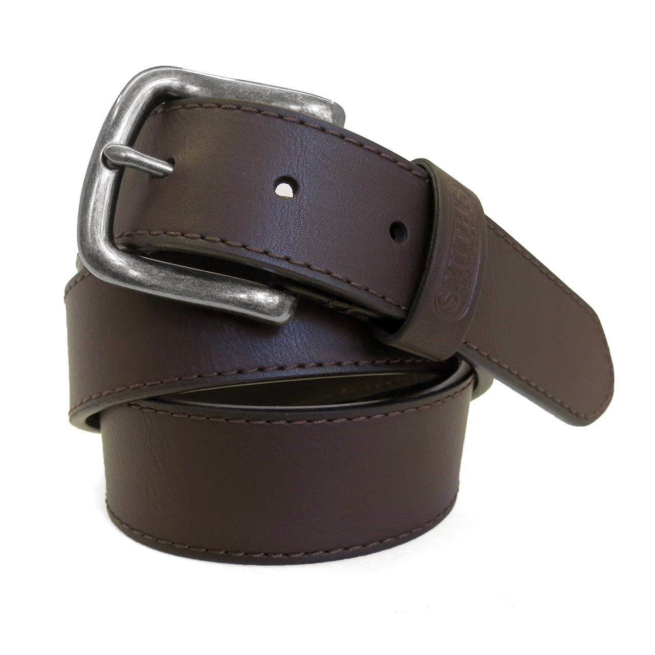  Smith's Workwear Smith's Workwear 35mm Stitched Edge Leather Belt with Rivet and Harness Buckle - 200 brown - Bonton