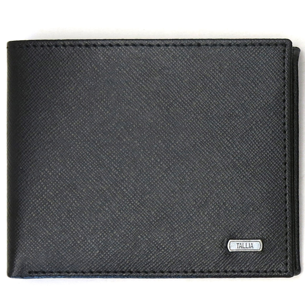  Tallia Tallia Burnished Saffiano Bifold Wallet with Metal Logo - 001 black - Bonton