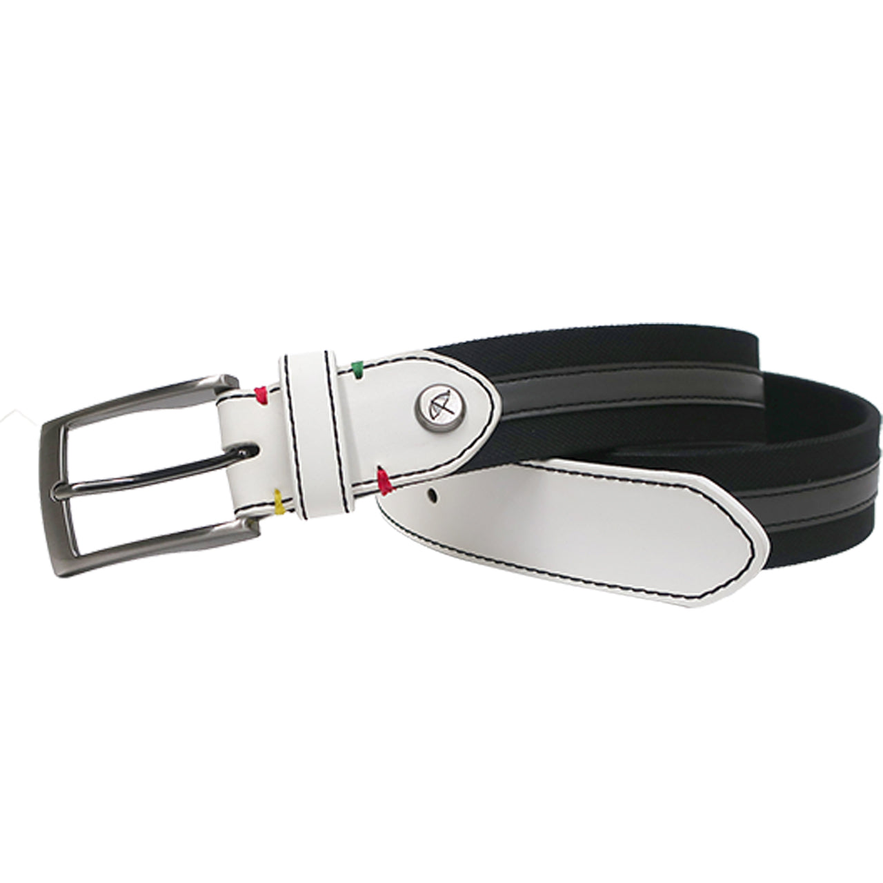  Arnold Palmer Arnold Palmer Web and Leather Belt - 018 Blk/Gry - Bonton