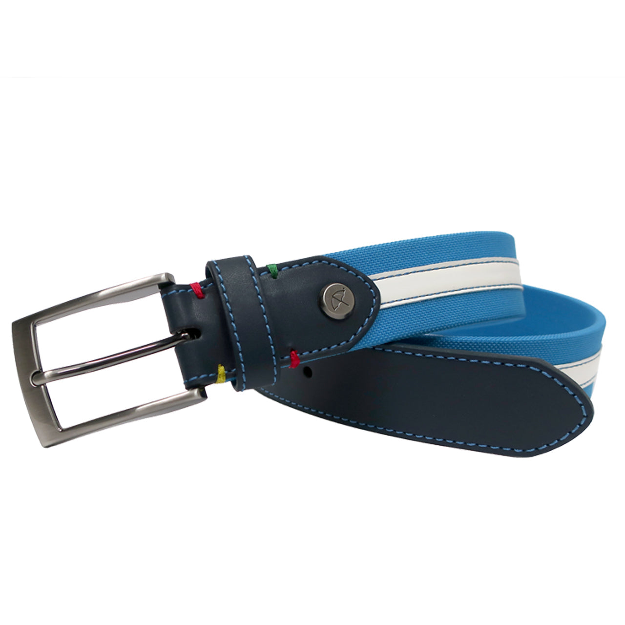  Arnold Palmer Arnold Palmer Web and Leather Belt - 462 Blue/Wht - Bonton