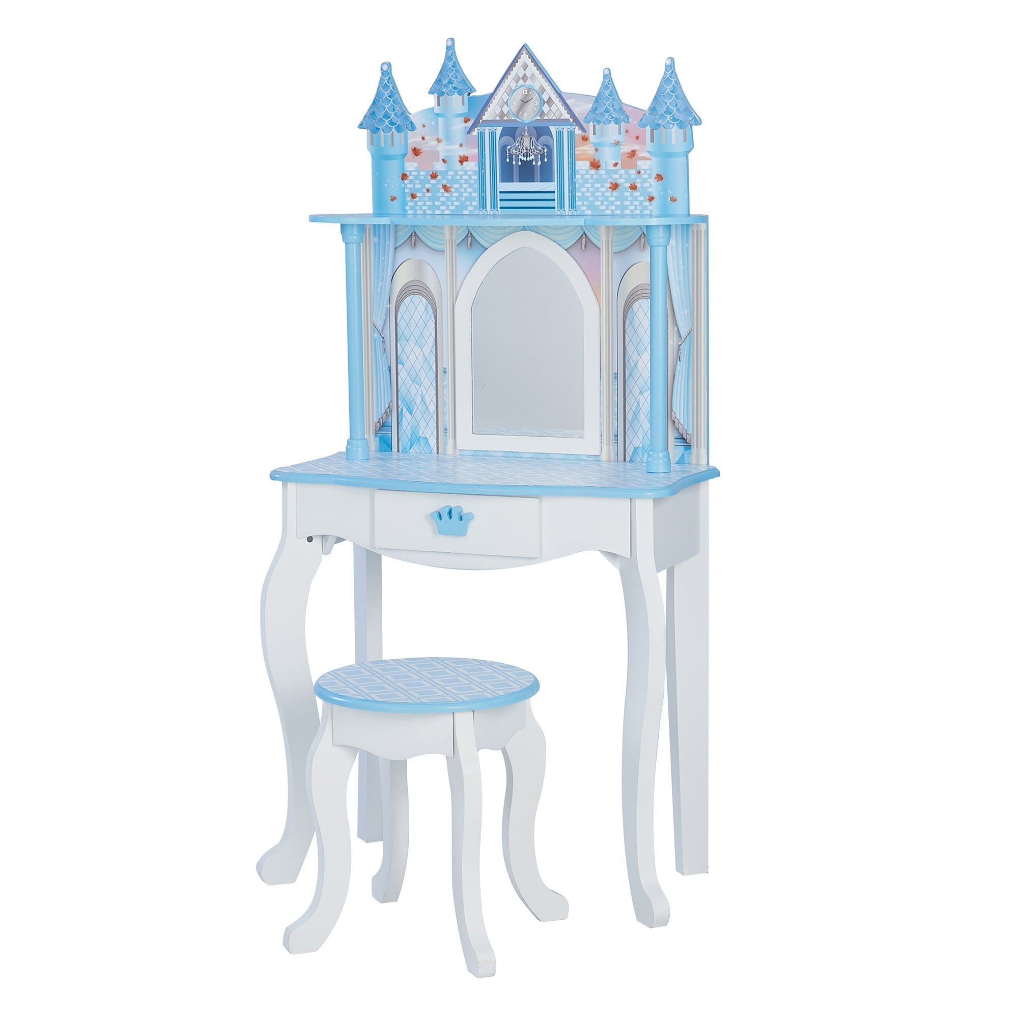  Teamson Kids Fantasy Fields - Dreamland Castle Play Vanity Set - White / Ice Blue - Bonton