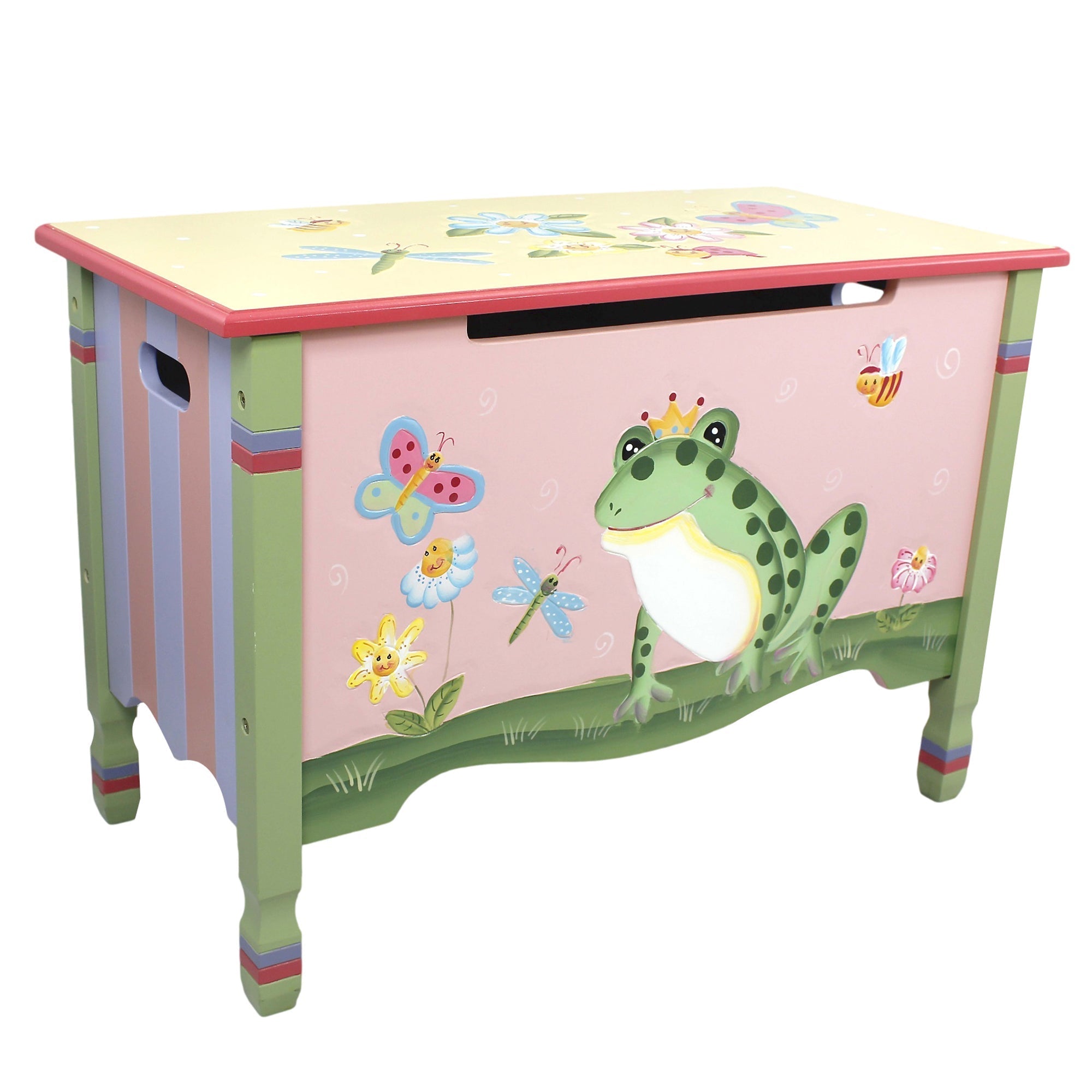  Teamson Kids Fantasy Fields - Toy Furniture -Magic Garden Toy Chest - Pink/Green - Bonton