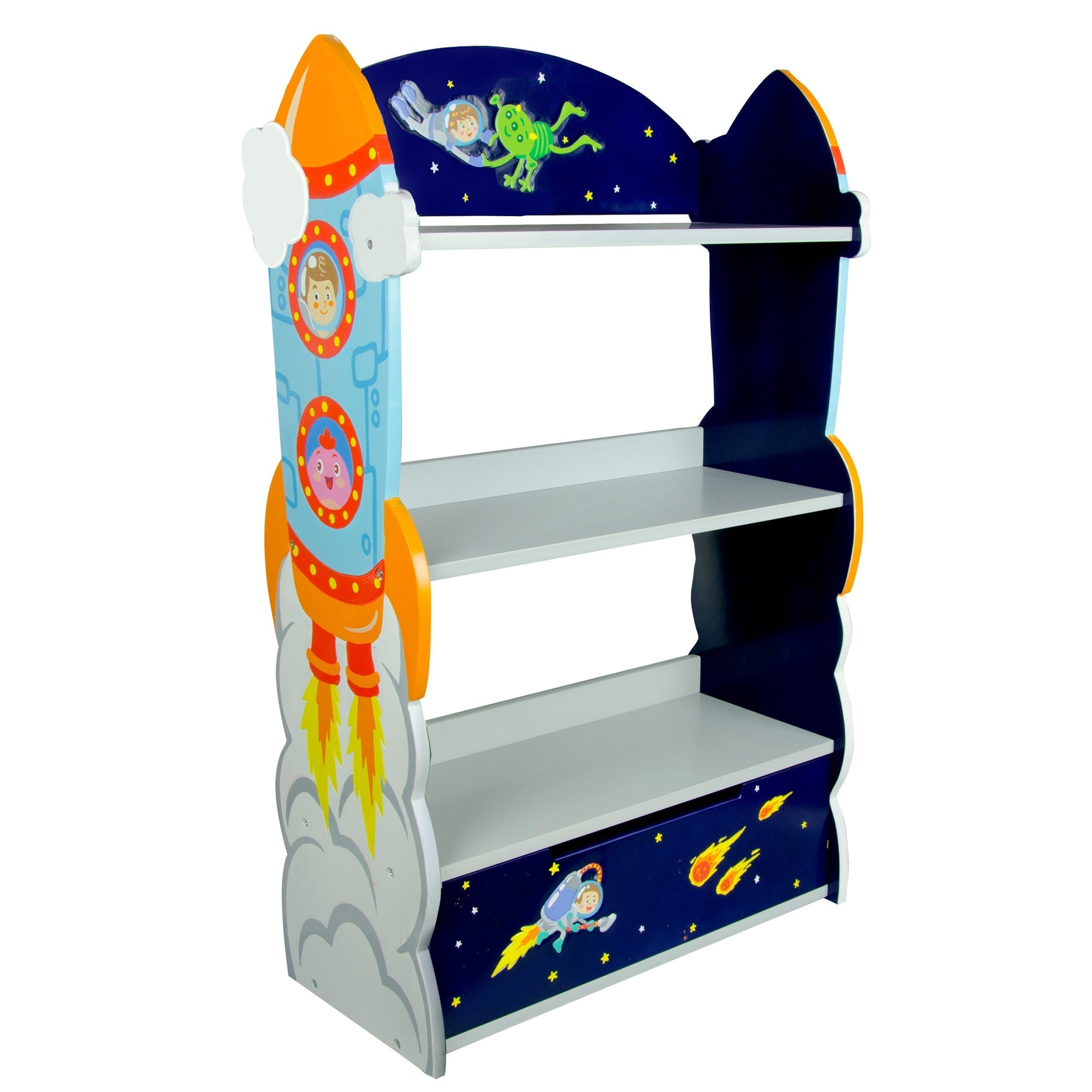  Teamson Kids Fantasy Fields - Toy Furniture -Outer Space Bookshelf - Blue - Bonton