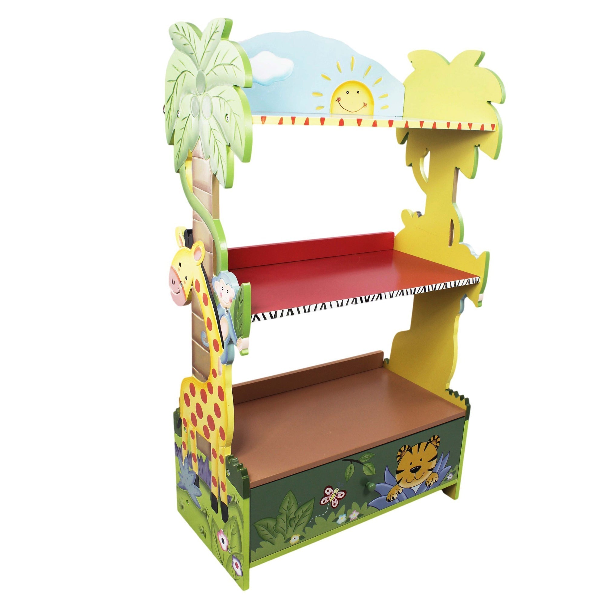  Teamson Kids Fantasy Fields - Toy Furniture -Sunny Safari Bookshelf - Blue/Multi-Color - Bonton