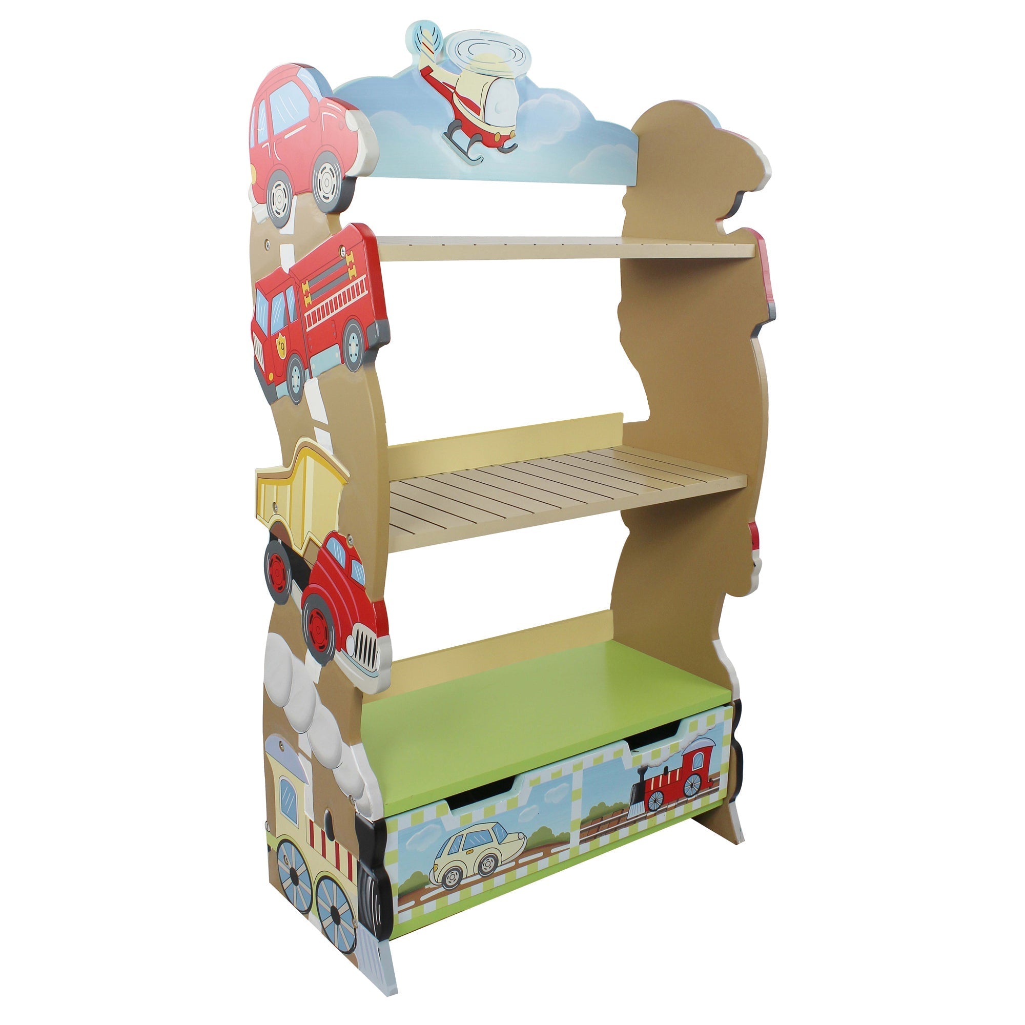  Teamson Kids Fantasy Fields - Toy Furniture -Transportation Bookshelf - Multi-Color - Bonton