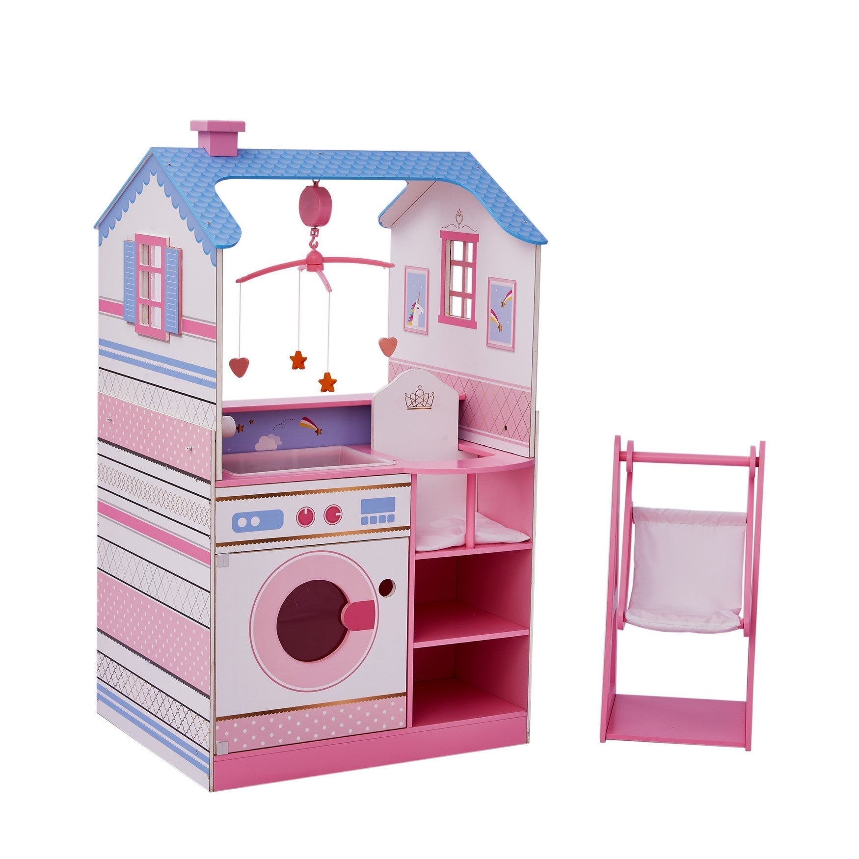  Teamson Kids Olivia's Little World Kids Toy Baby Doll Changing Station Dollhouse with Storage - White/Pink - Bonton