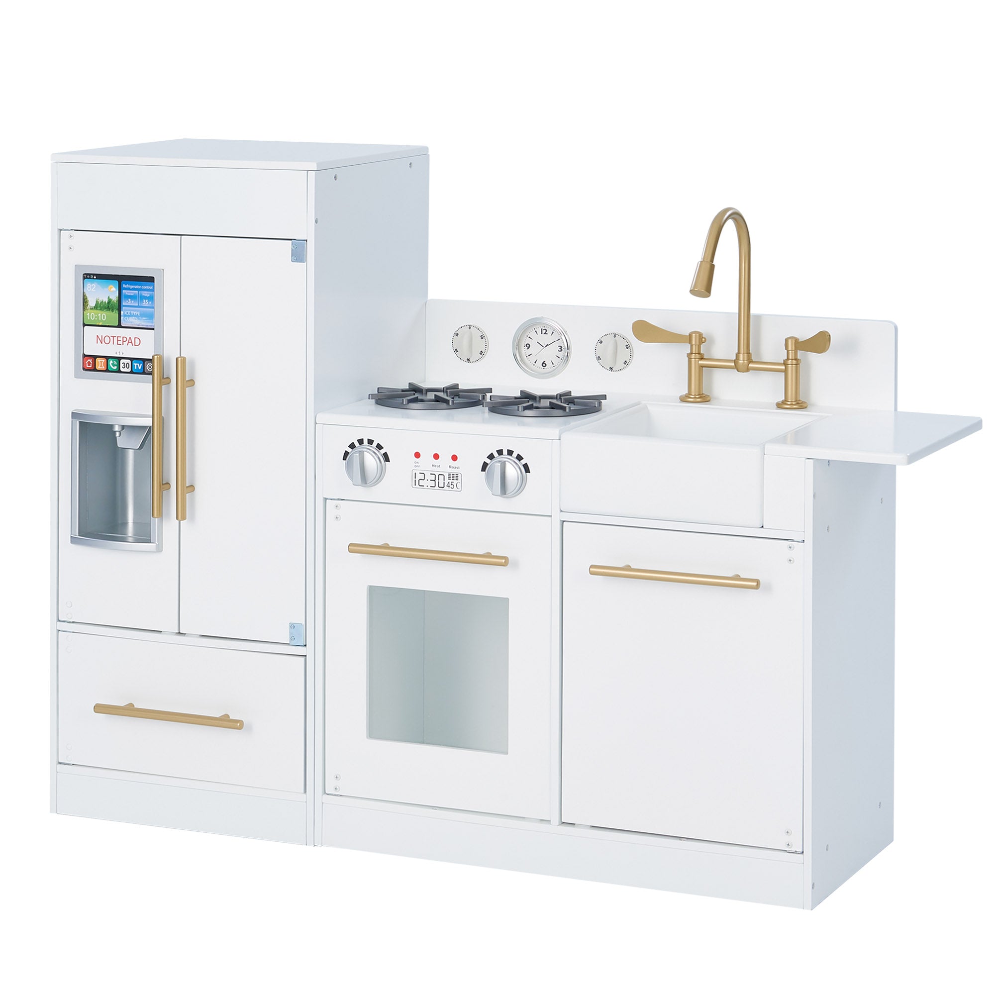  Teamson Kids Teamson Kids Little Chef Charlotte Modern Modular Wooden Play Kitchen, White - White / Gold - Bonton