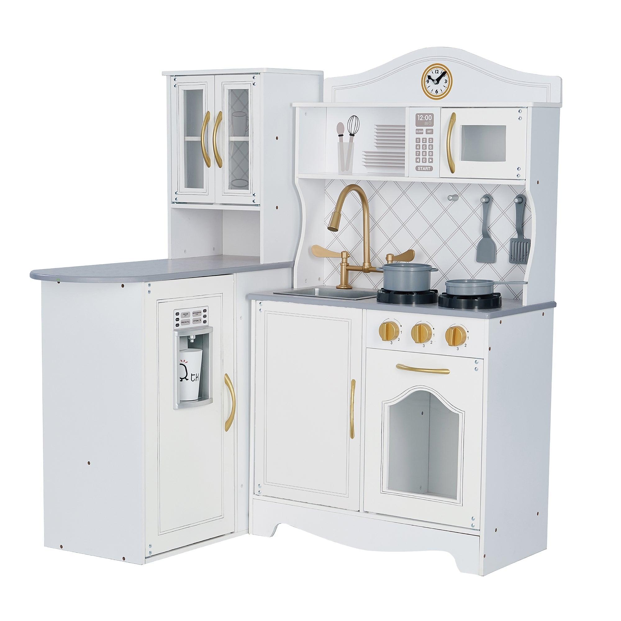  Teamson Kids Teamson Kids - Little Chef Upper East Retro Play Kitchen - White / Gold - Bonton