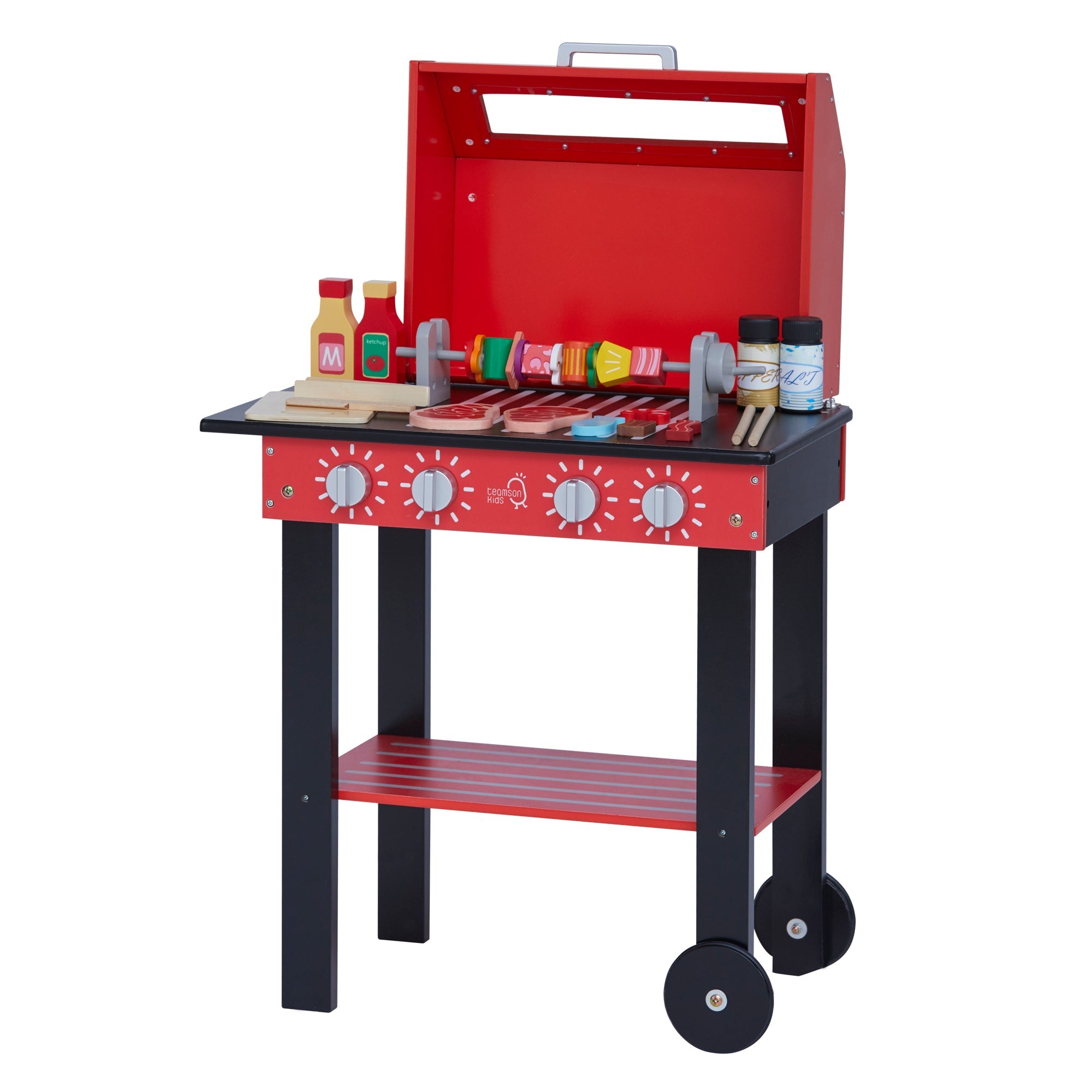  Teamson Kids Teamson Kids - Little Helper Backyard Bbq Play Stand Play Kitchen - Red - Bonton