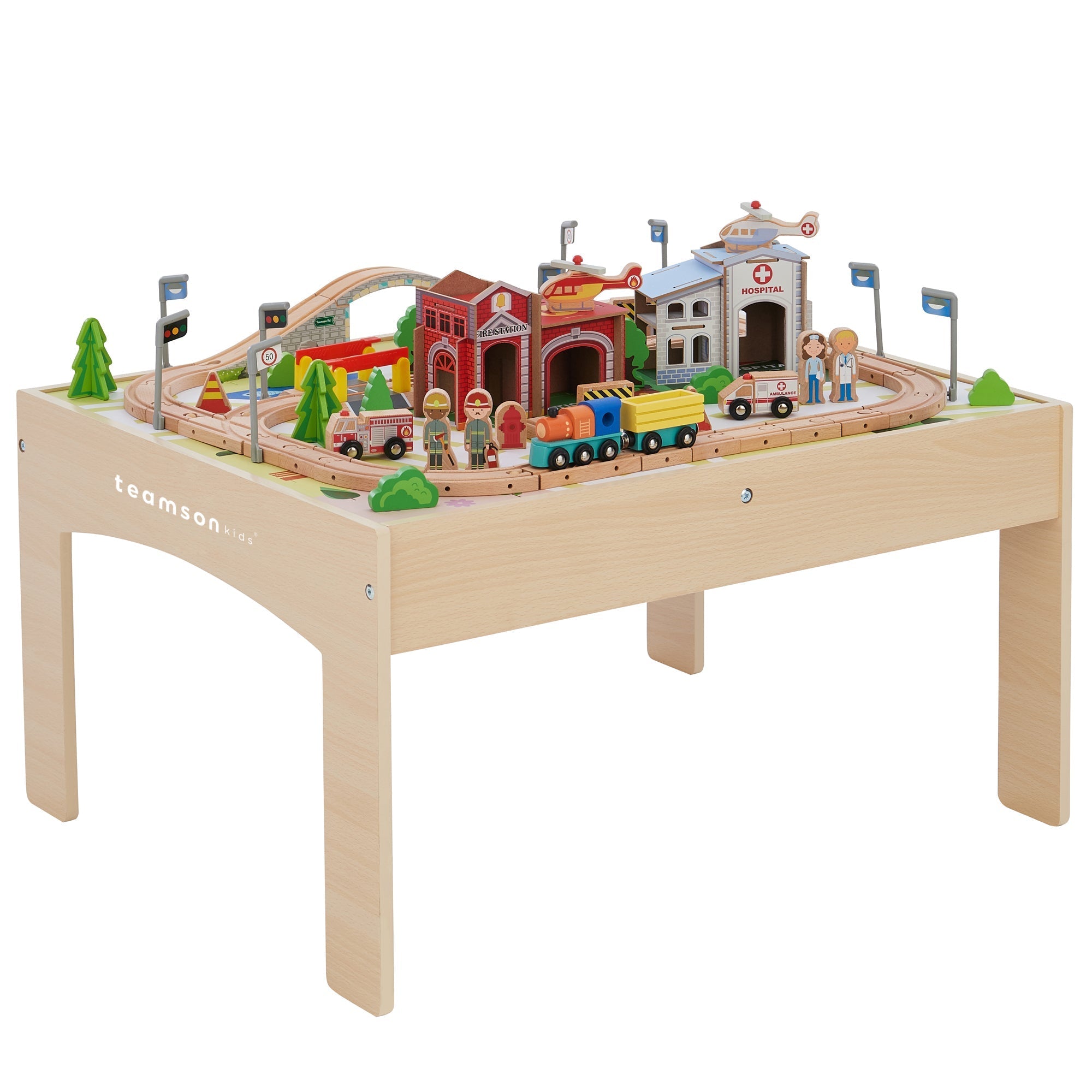  Teamson Kids Teamson Kids - Preschool Play Lab Toys Country 85 Pcs Train And Table Set - Wood - Bonton