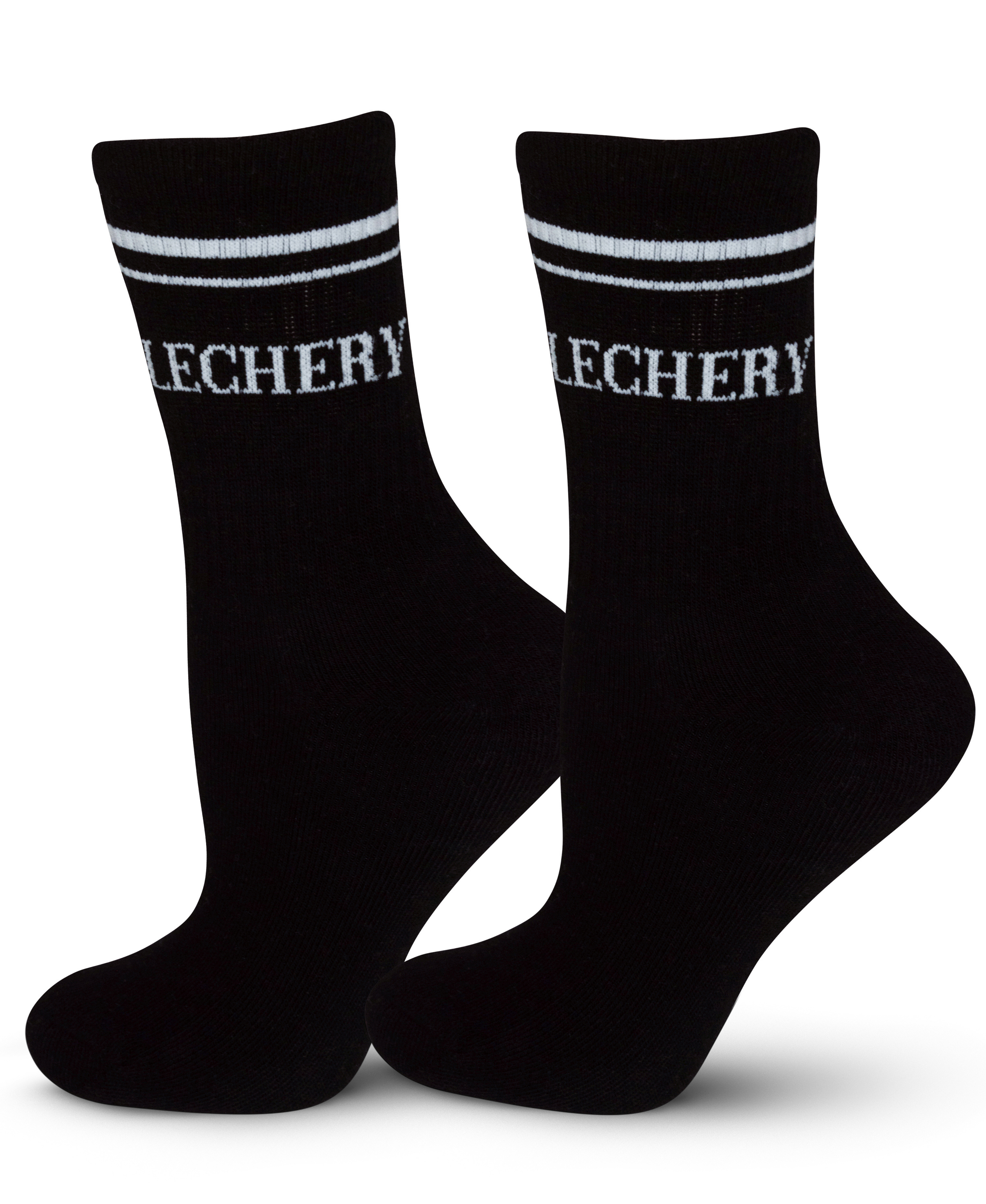  LECHERY LECHERY UNISEX VARSITY STRIPED HALF-CREW SOCKS - BLACK/WHITE - Bonton