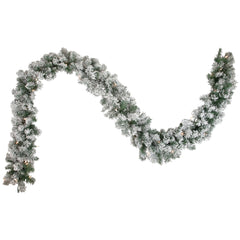 Pre-Lit Flocked Madison Pine Artificial Christmas Garland - 9' X 10" - Clear Lights