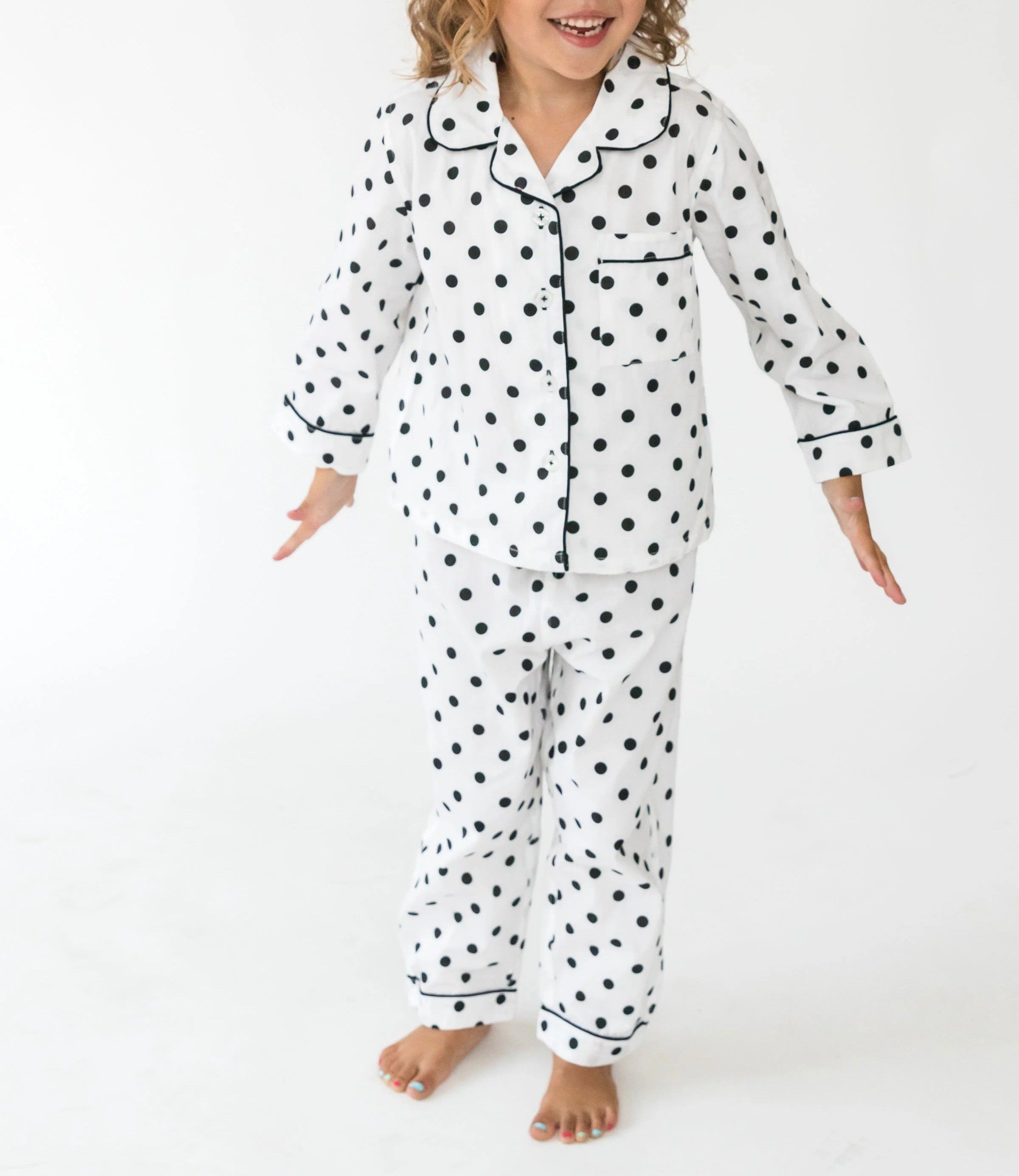  Alto Modas Kidâ€™s Classic Dots Long Sleeve Shirt & Pant Lounge Set - Classic Dots - Bonton