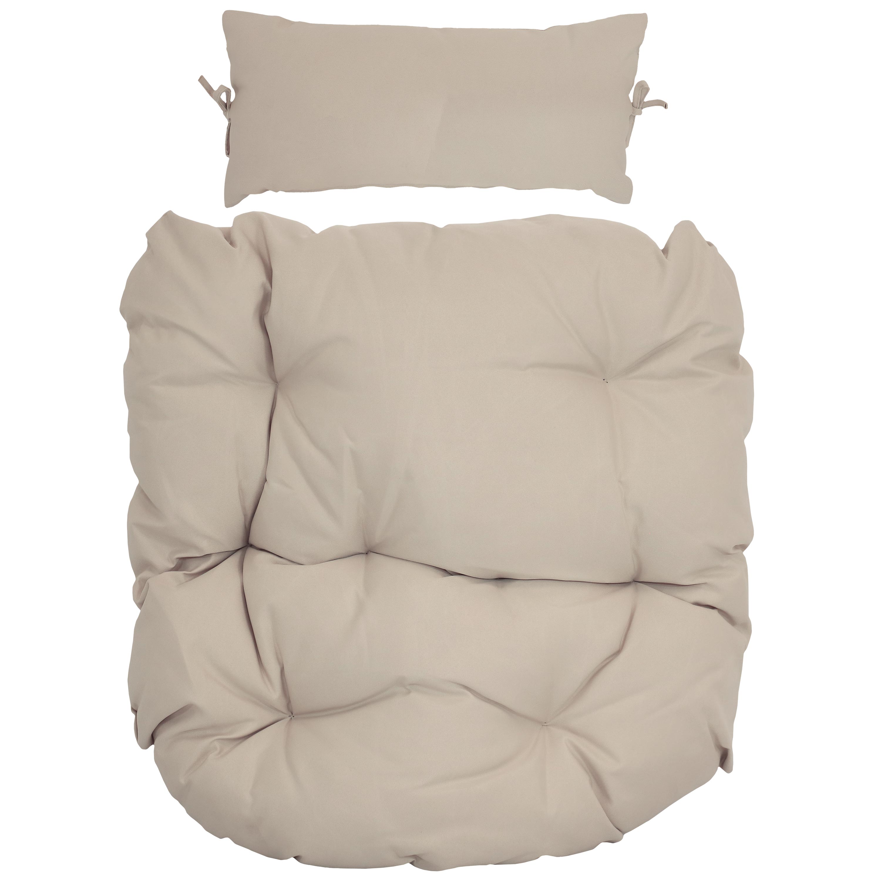  Sunnydaze Decor Cordelia Hanging Egg Chair Cushion and Headrest Pillow 2 Piece Set - Beige - Bonton