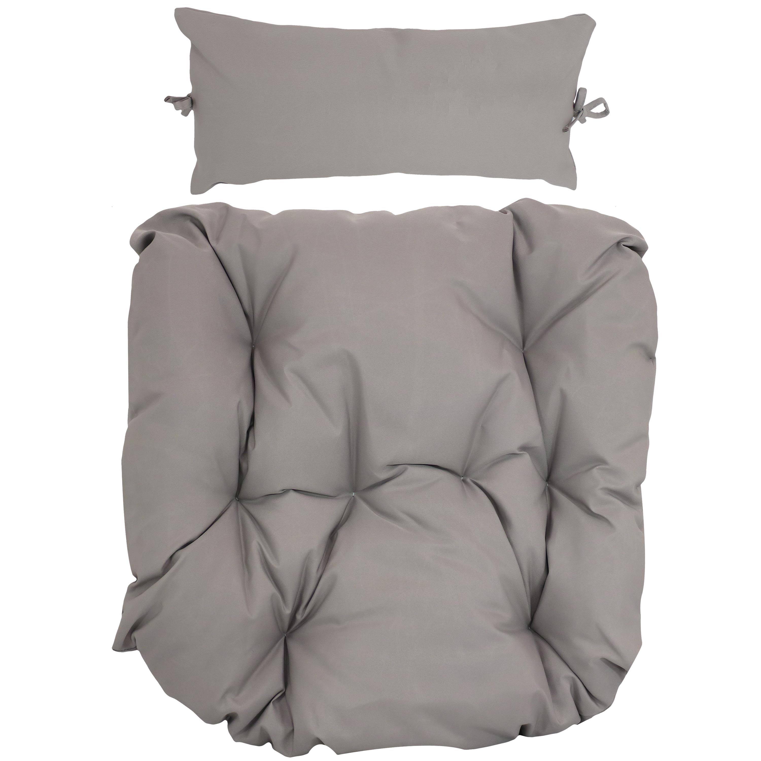  Sunnydaze Decor Danielle Hanging Egg Chair Cushion and Headrest Pillow 2 Piece Set - Gray - Bonton