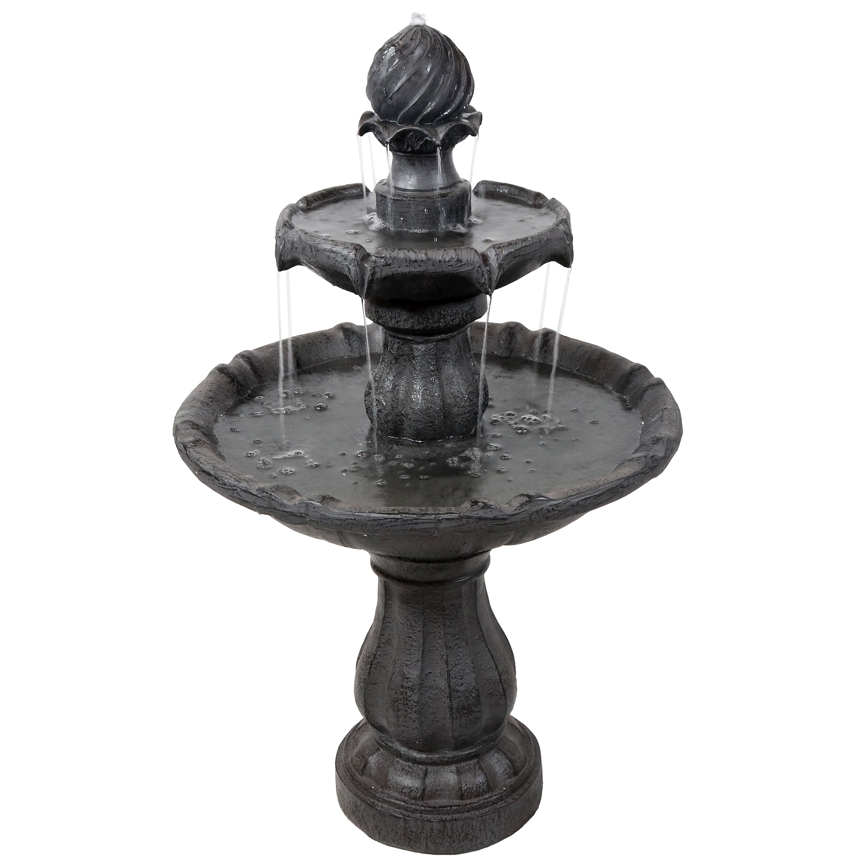  Sunnydaze Decor 2-Tier Solar Powered Water Fountain 35