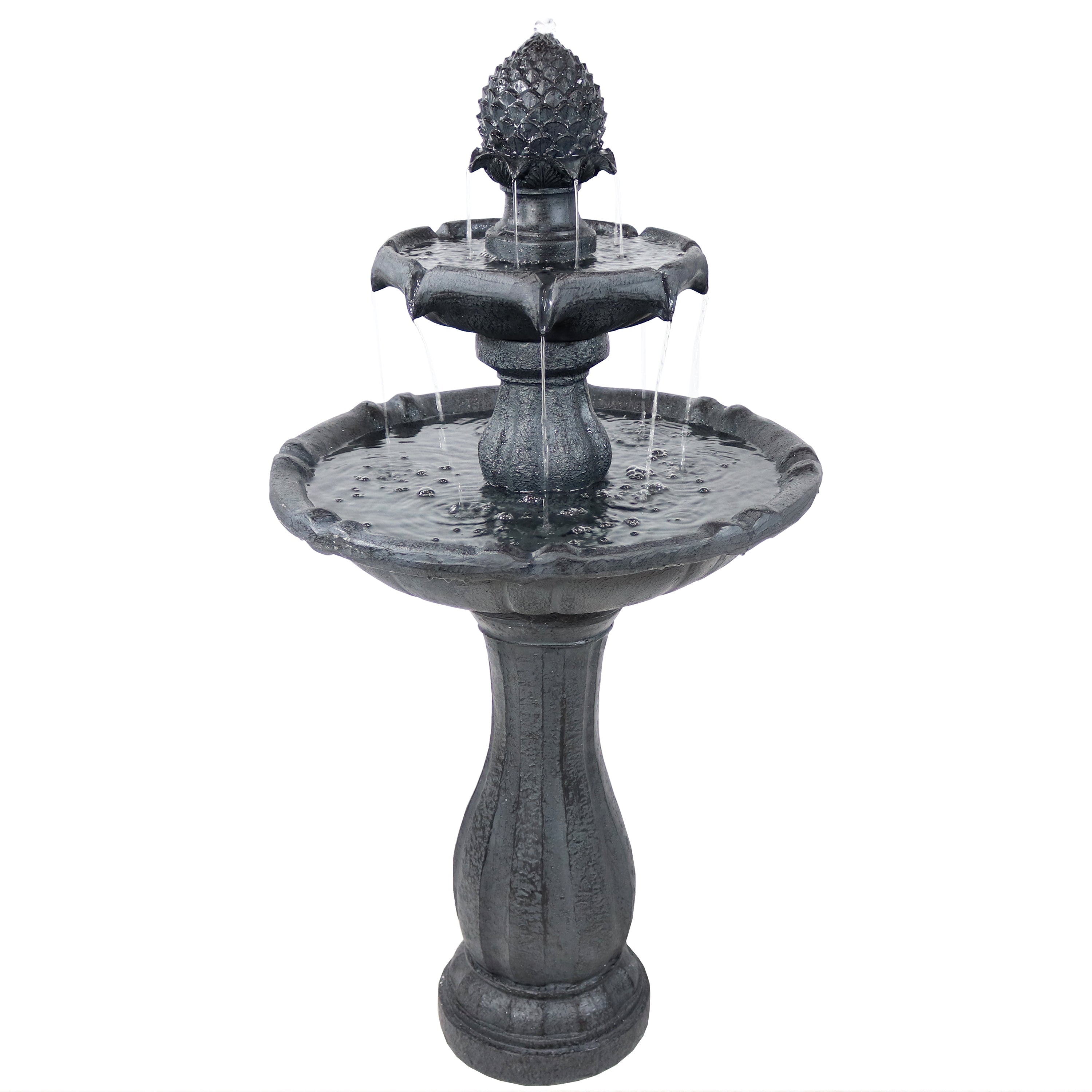  Sunnydaze Decor 2-Tier Solar Powered Pineapple Top Water Fountain 46