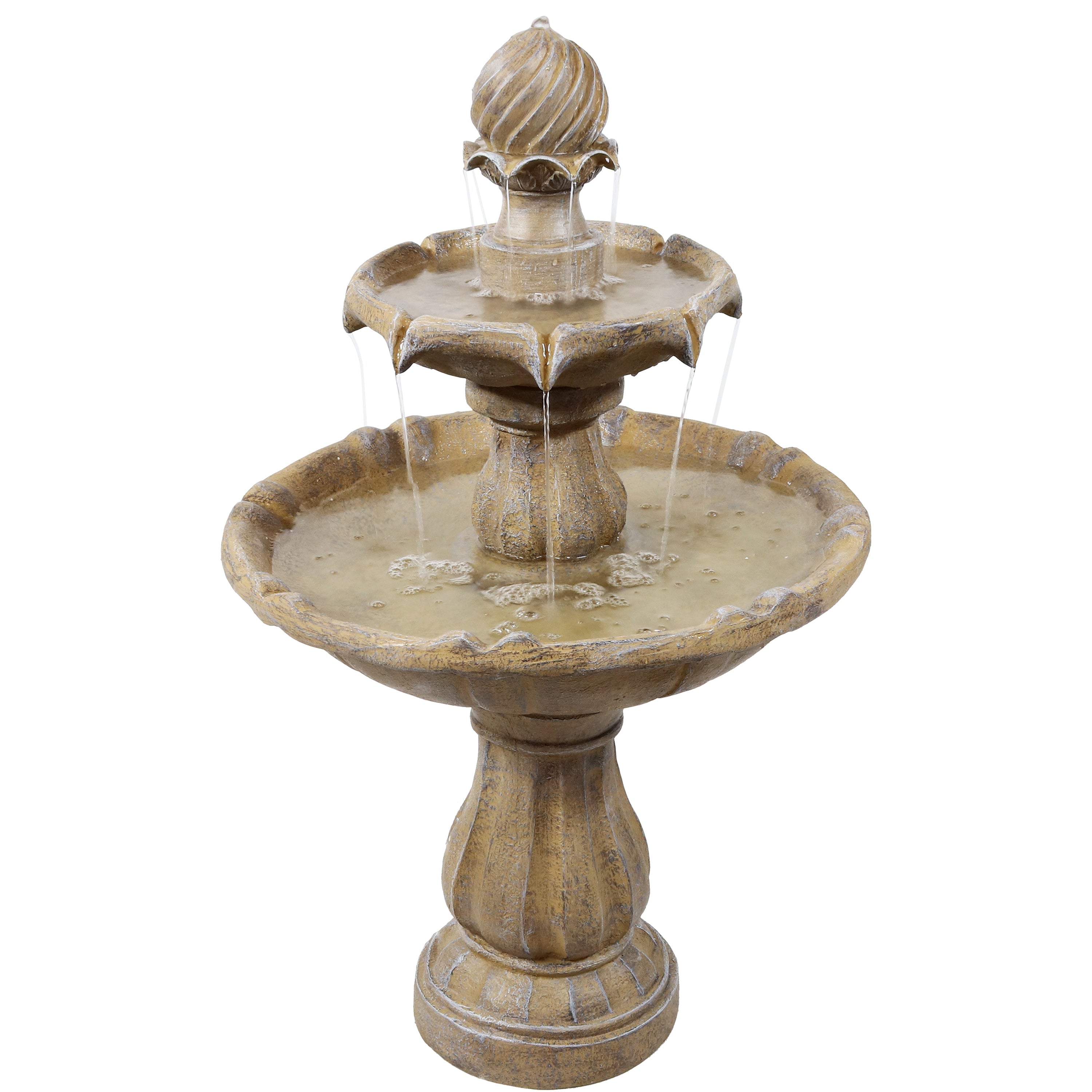  Sunnydaze Decor 2-Tier Solar Powered Water Fountain 35