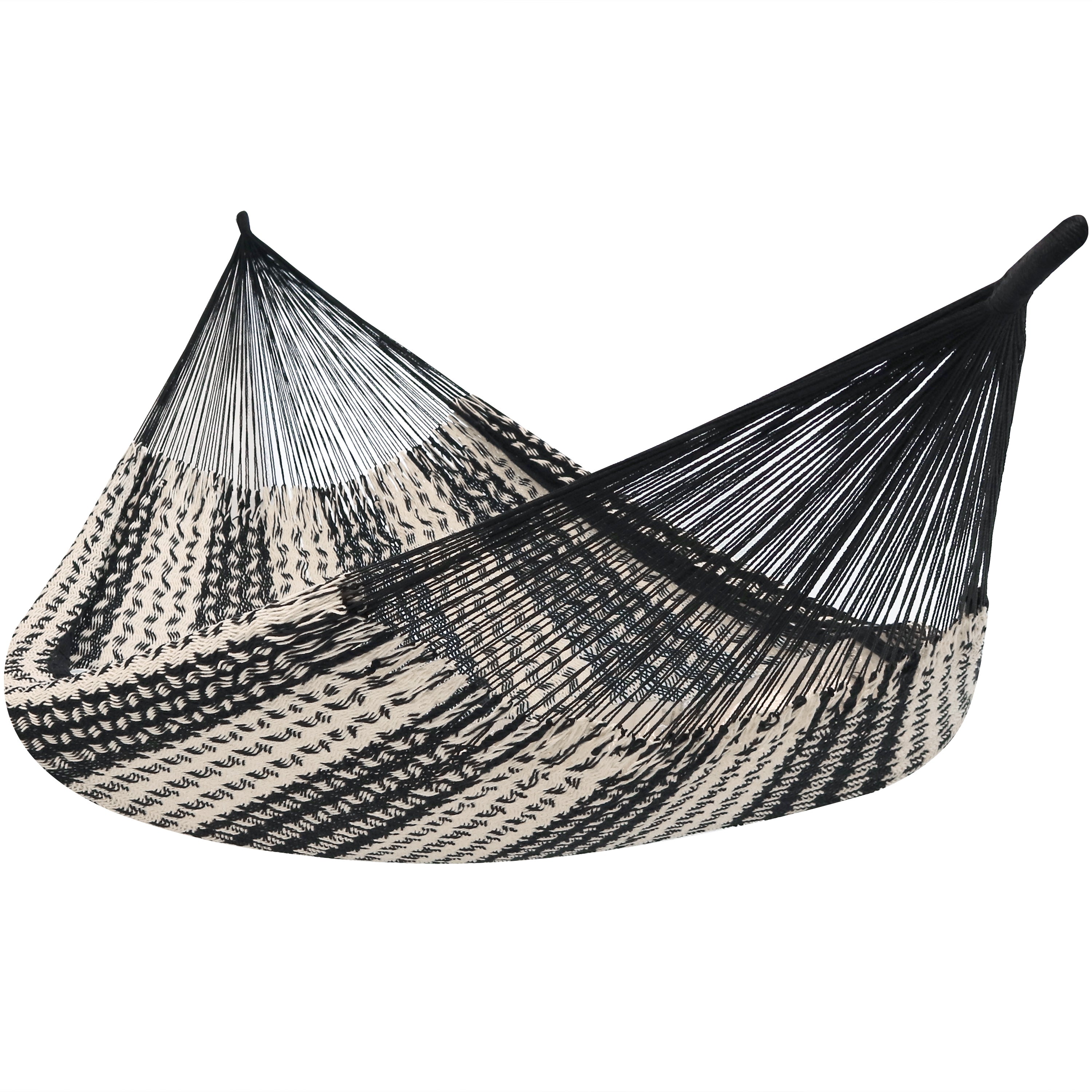  Sunnydaze Decor Heavy-Duty Handwoven XXL Mayan Family Hammock with Thick Cord - 625 lb Weight Capacity - Black/Natural - Bonton