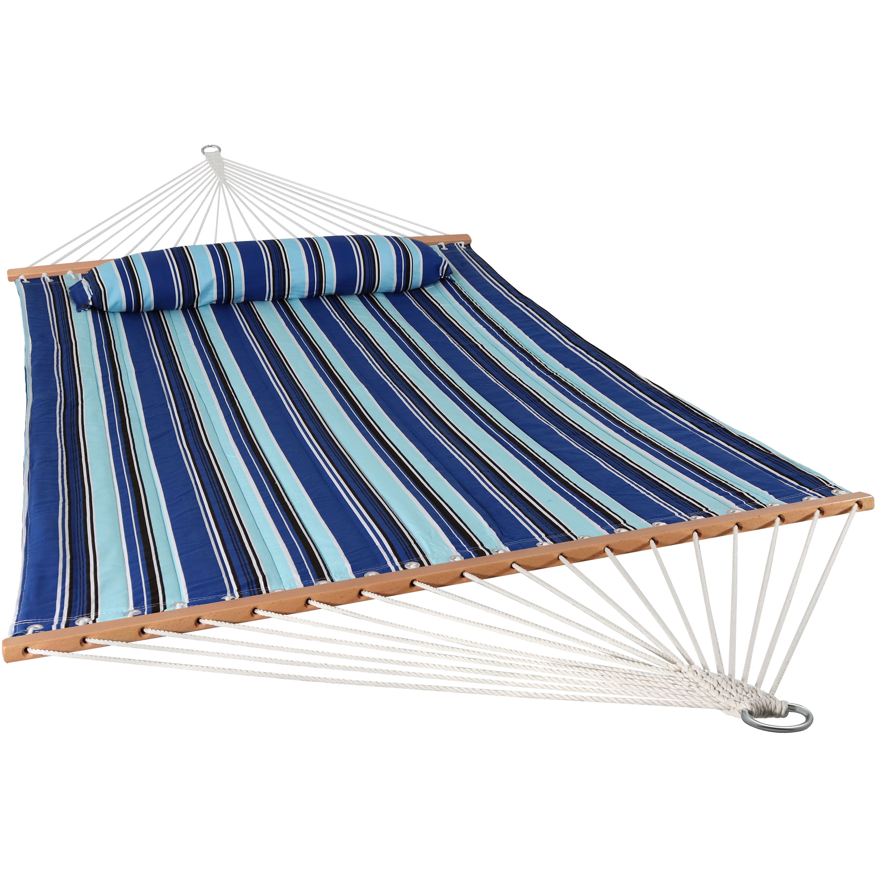  Sunnydaze Decor Quilted Fabric Hammock Two-Person with Spreader Bars - 450 lb Weight Capacity - Catalina Beach - Bonton