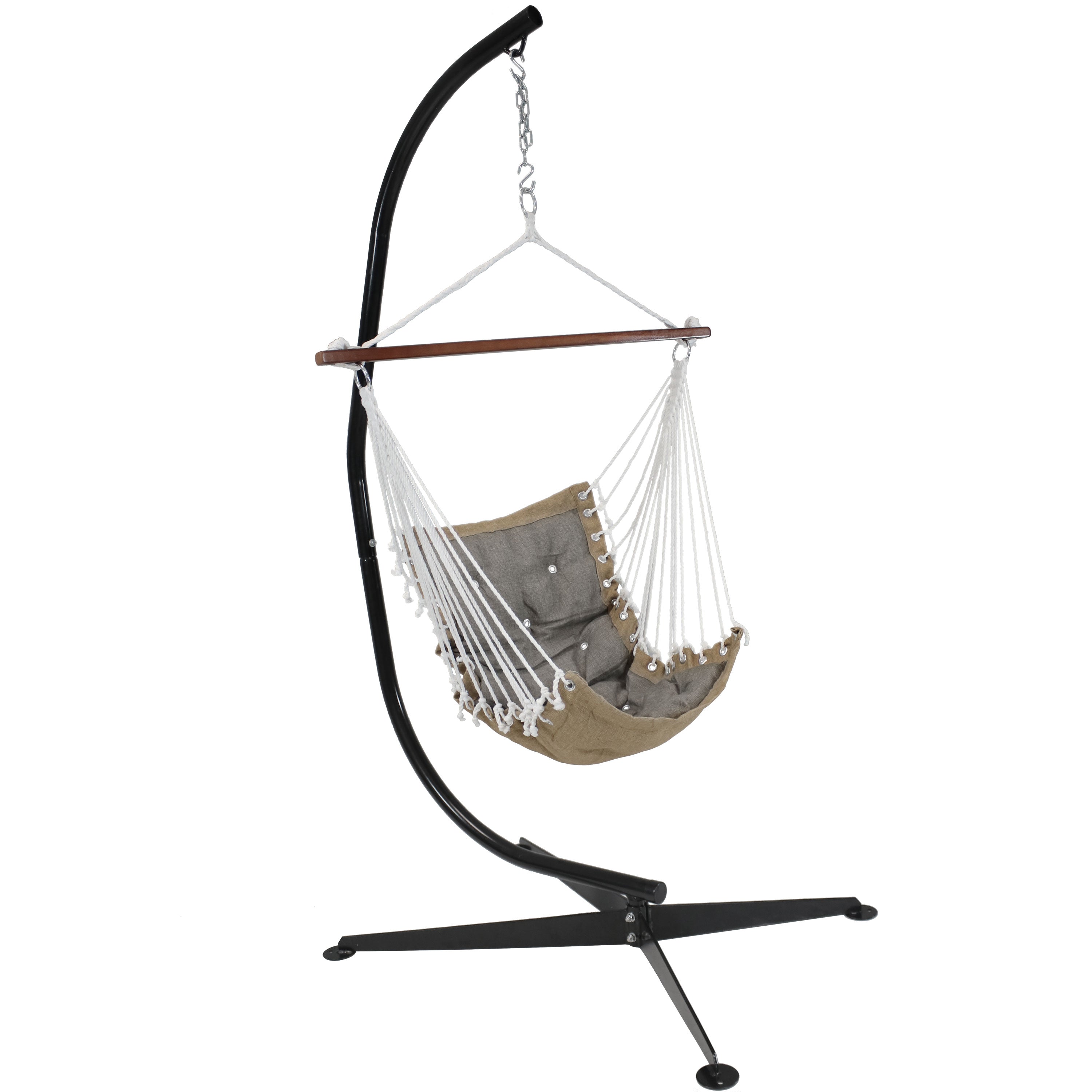  Sunnydaze Decor Tufted Victorian Hammock Hanging Chair with Stand - Gray - Bonton