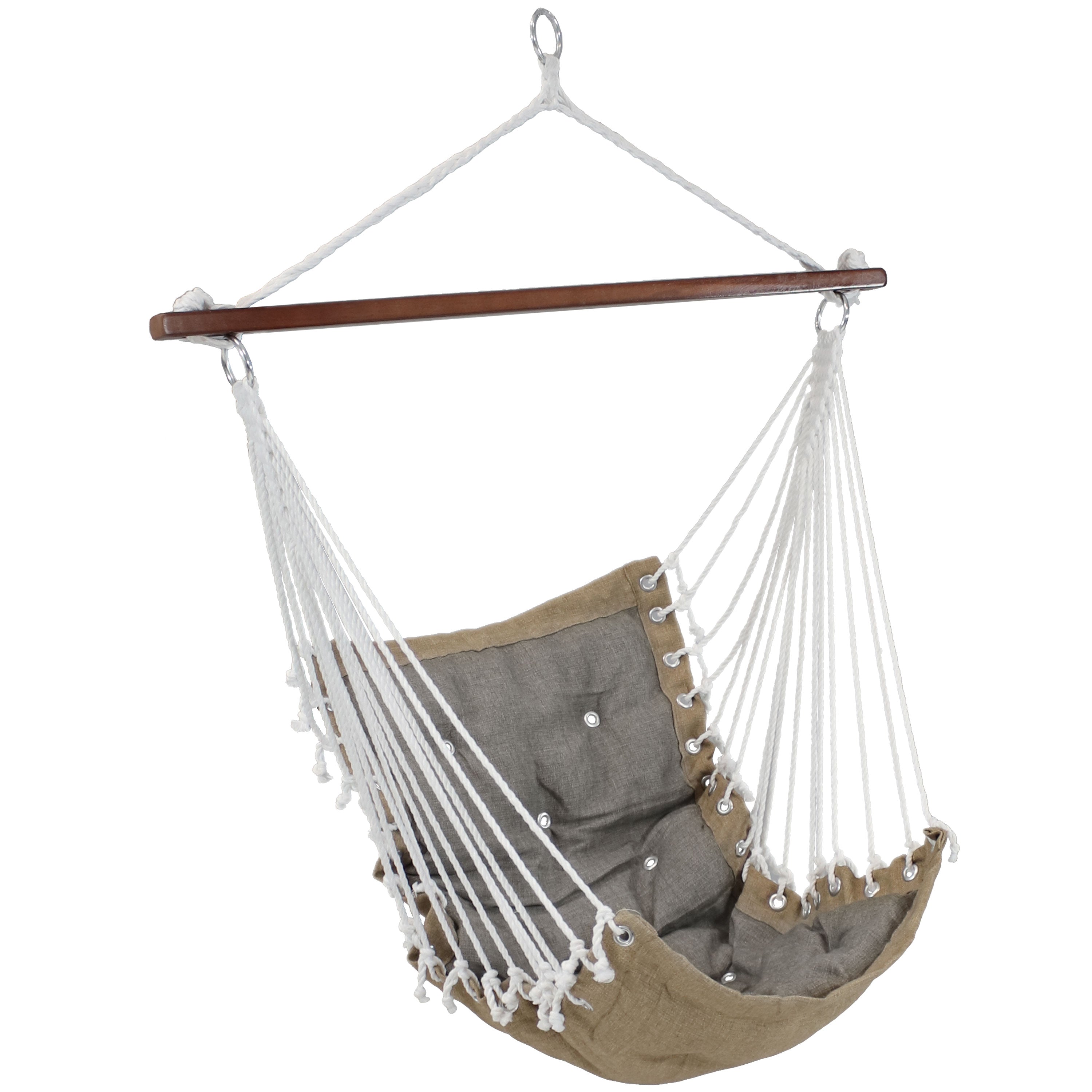  Sunnydaze Decor Large Tufted Victorian Hanging Hammock Chair Swing - 300 lb Weight Capacity - Gray - Bonton