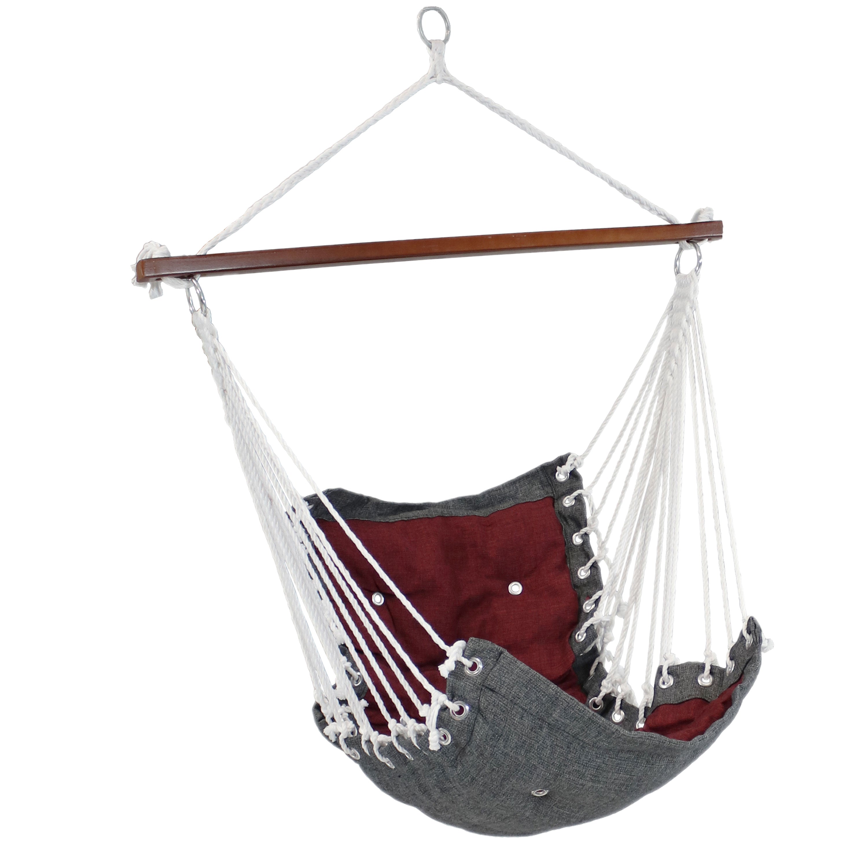  Sunnydaze Decor Large Tufted Victorian Hanging Hammock Chair Swing - 300 lb Weight Capacity - Red - Bonton