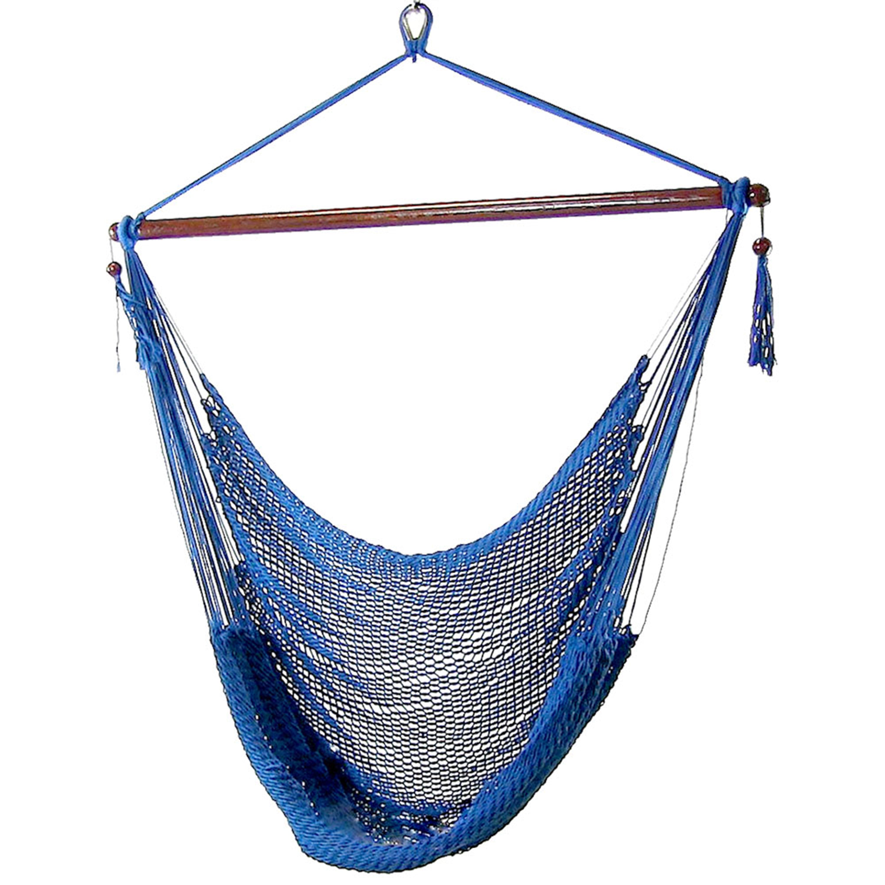  Sunnydaze Decor Caribbean Style Extra Large Hanging Rope Hammock Chair Swing - Caribbean Blue - Bonton