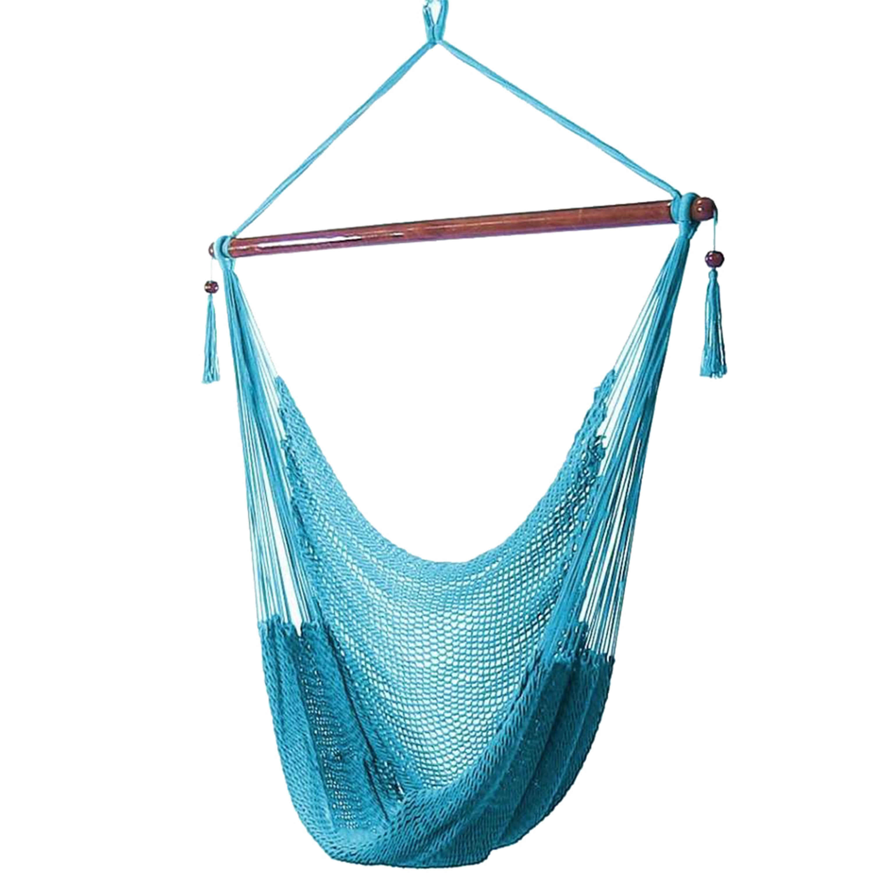  Sunnydaze Decor Caribbean Style Extra Large Hanging Rope Hammock Chair Swing - Sky Blue - Bonton