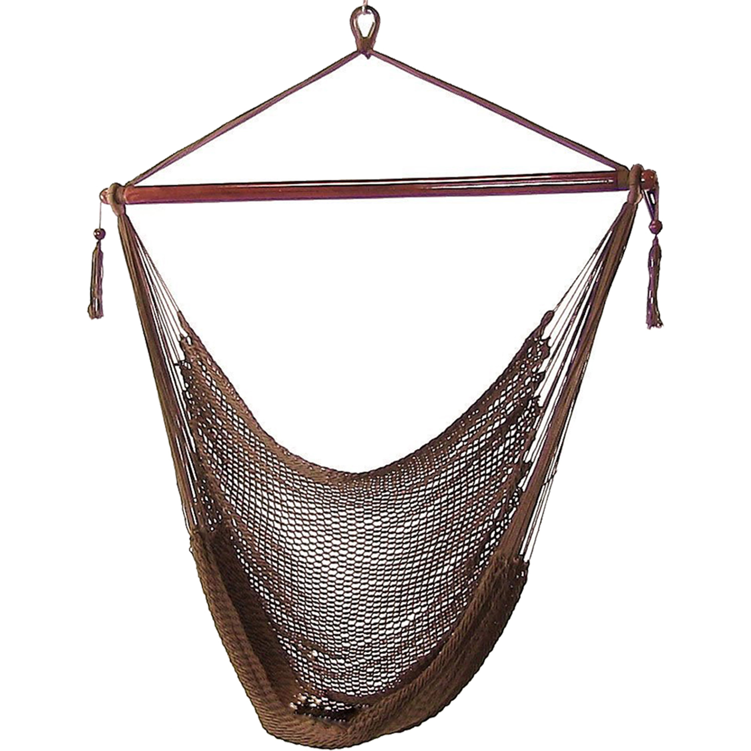  Sunnydaze Decor Caribbean Style Extra Large Hanging Rope Hammock Chair Swing - Mocha - Bonton