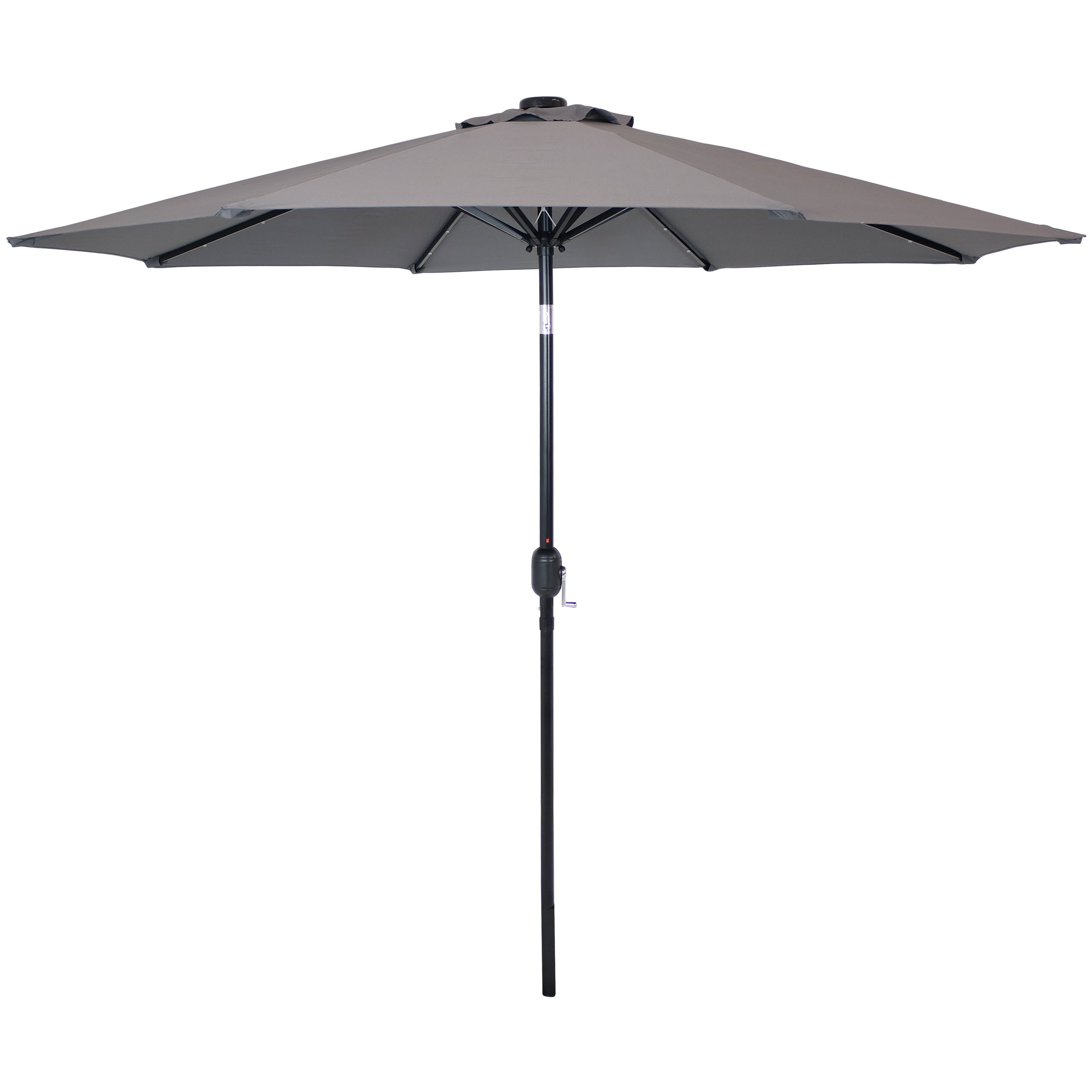  Sunnydaze Decor Solar Patio Umbrella with Canopy, LED Lights and Tilt and Crank - 9' - Navy Blue - Bonton