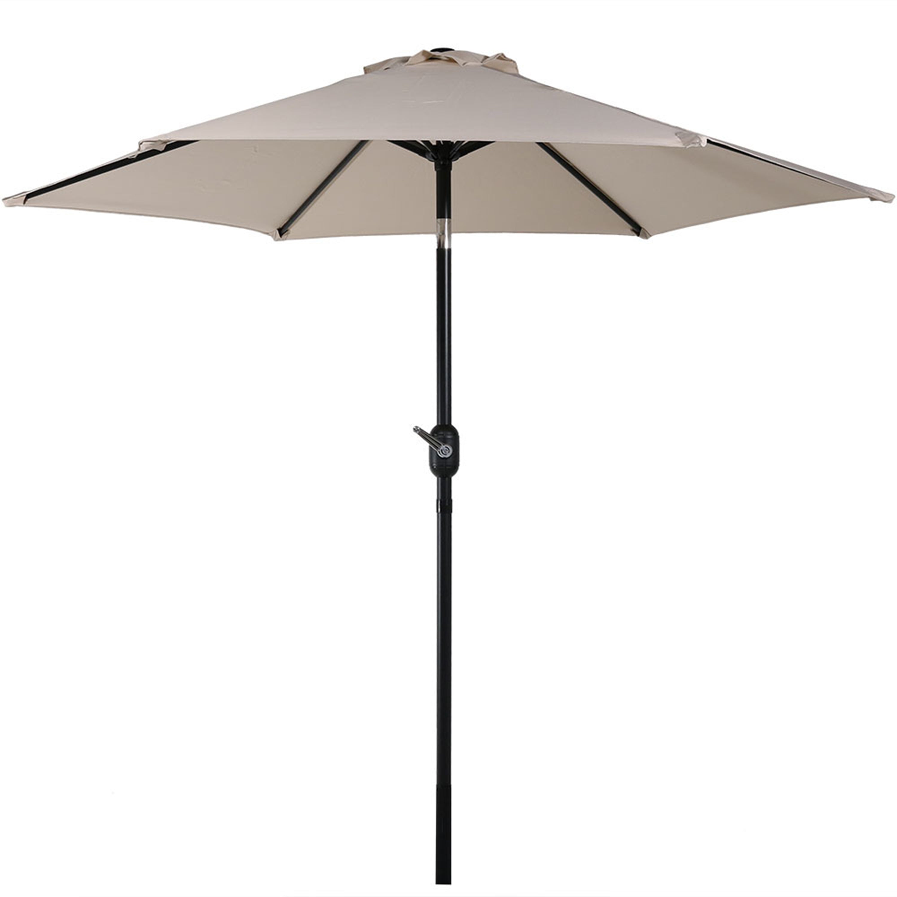  Sunnydaze Decor Steel Solar Light Offset Cantilever Patio Umbrella with Crank and Base - 10' - Brown - Bonton