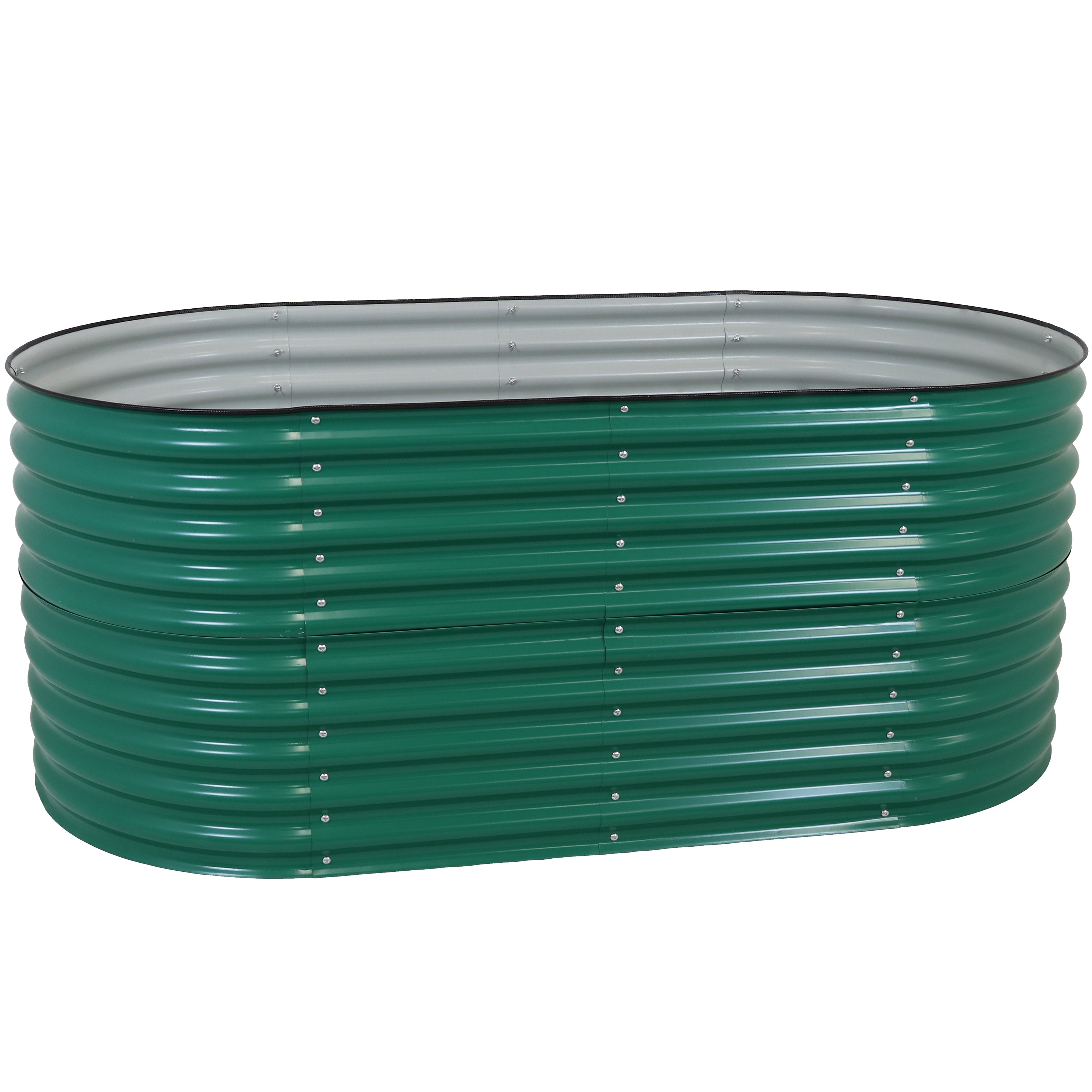  Sunnydaze Decor Large Oval Steel Raised Garden Bed - Green - Bonton