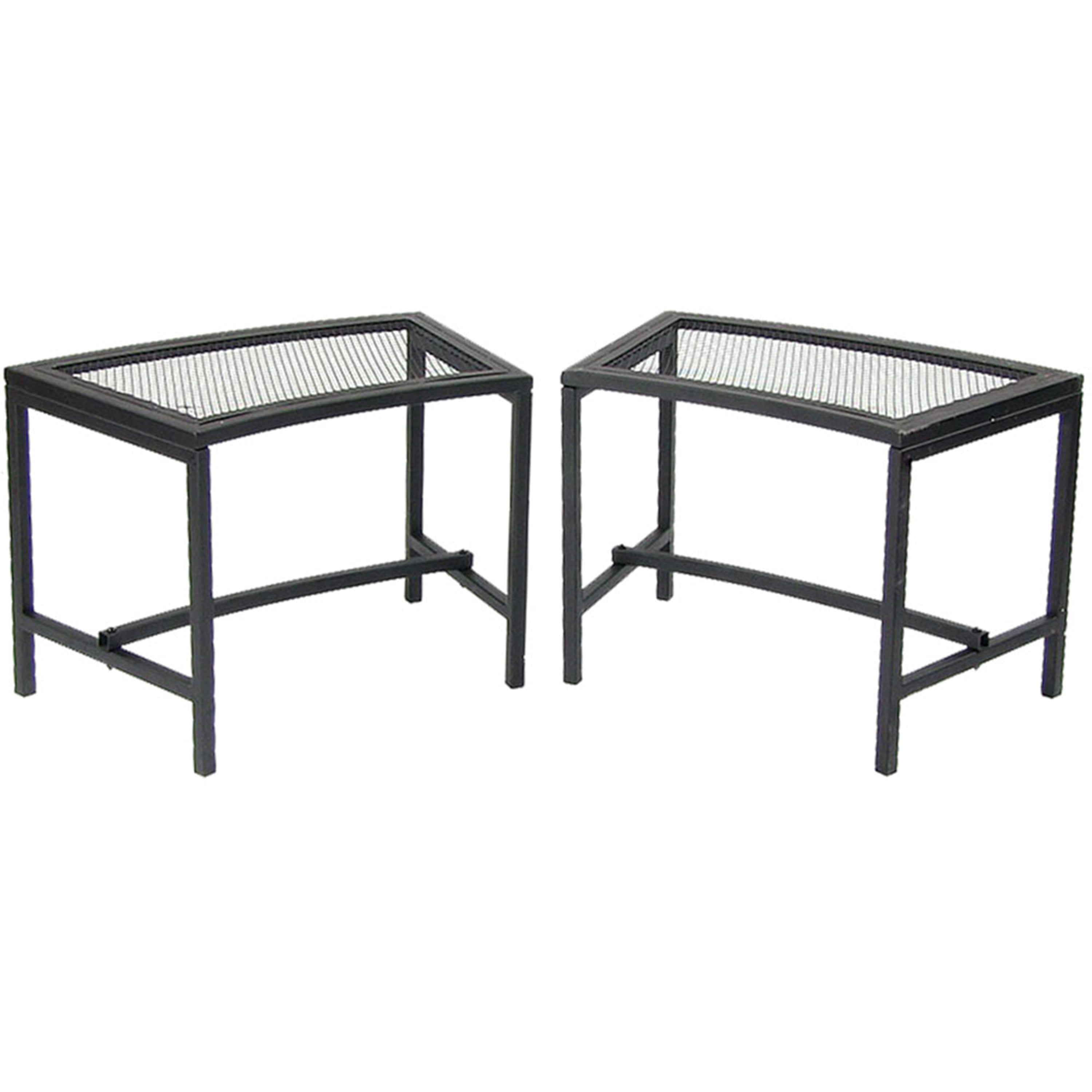  Sunnydaze Decor Lightweight and Portable Metal Patio Side End Table or Backless Bench Seat with Mesh Top - 23