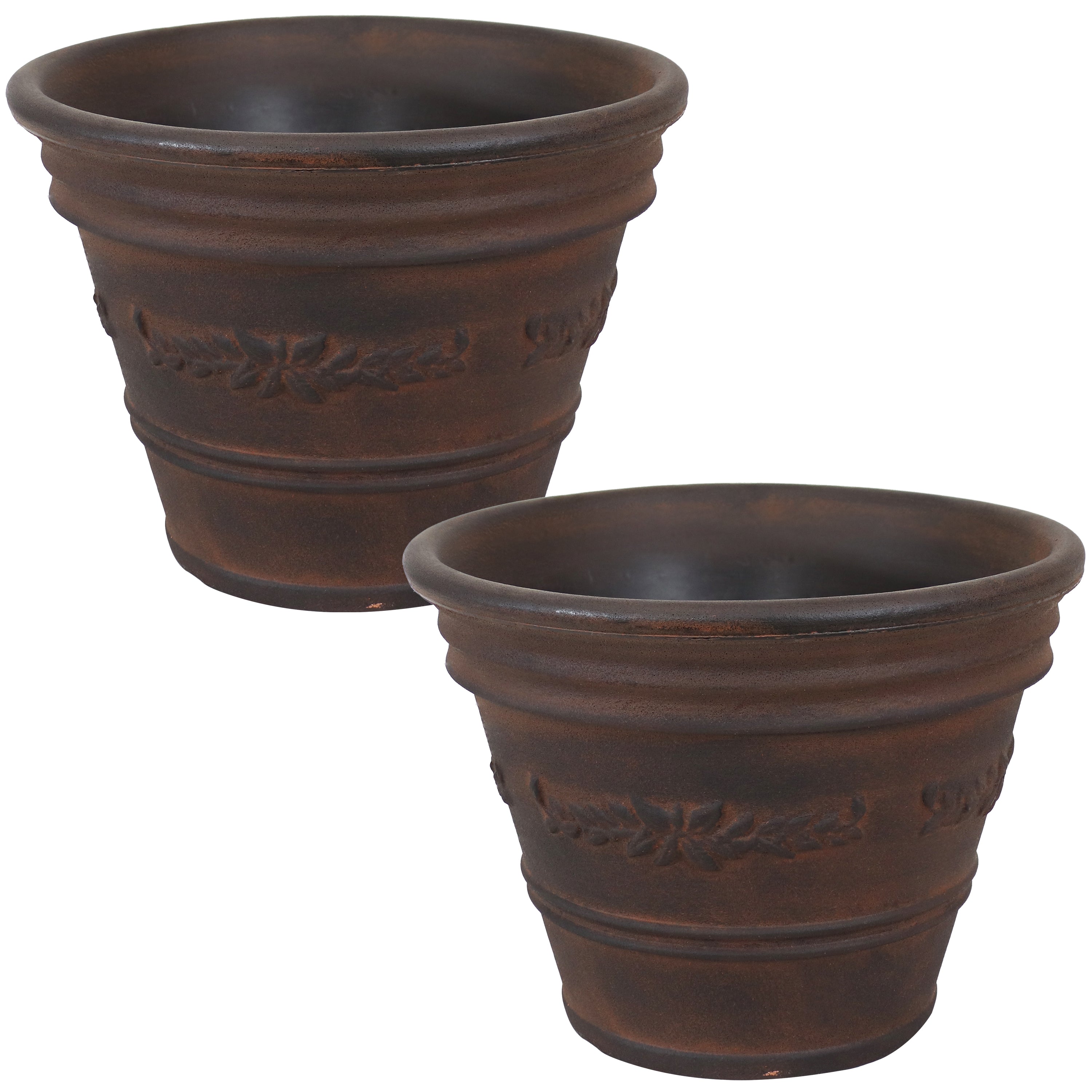  Sunnydaze Decor Laurel Polyresin Heavy-Duty Double-Walled UV-Resistant Flower Pot Planter - 13